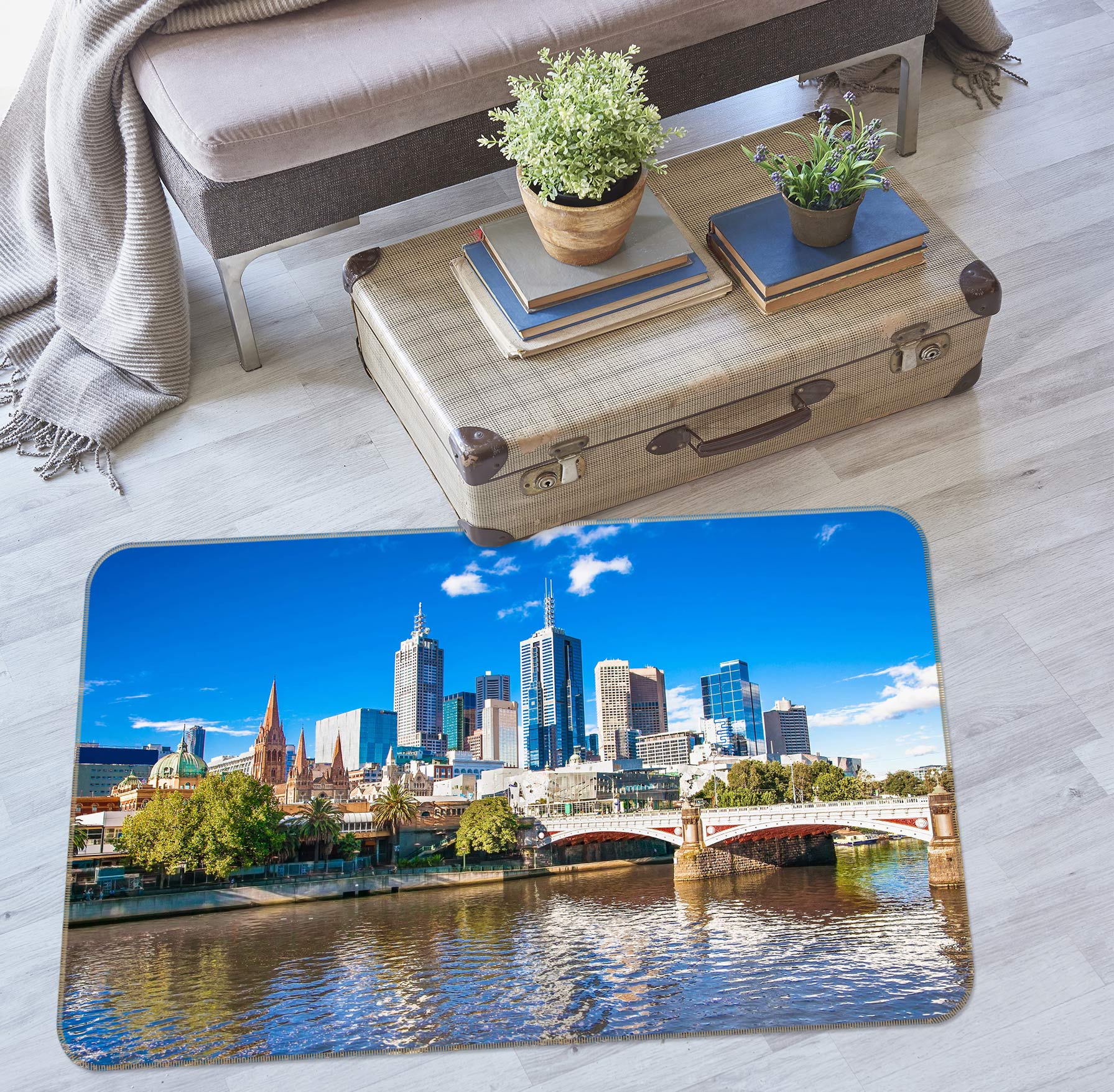 3D Building Bridge River 77107 Non Slip Rug Mat