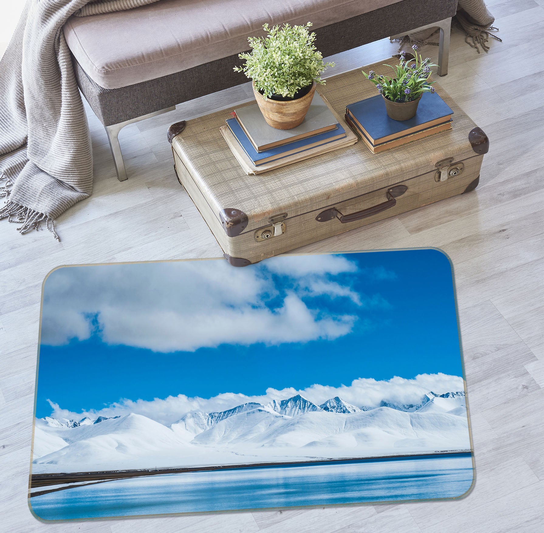 3D Sky Snow Mountain 35188 Non Slip Rug Mat
