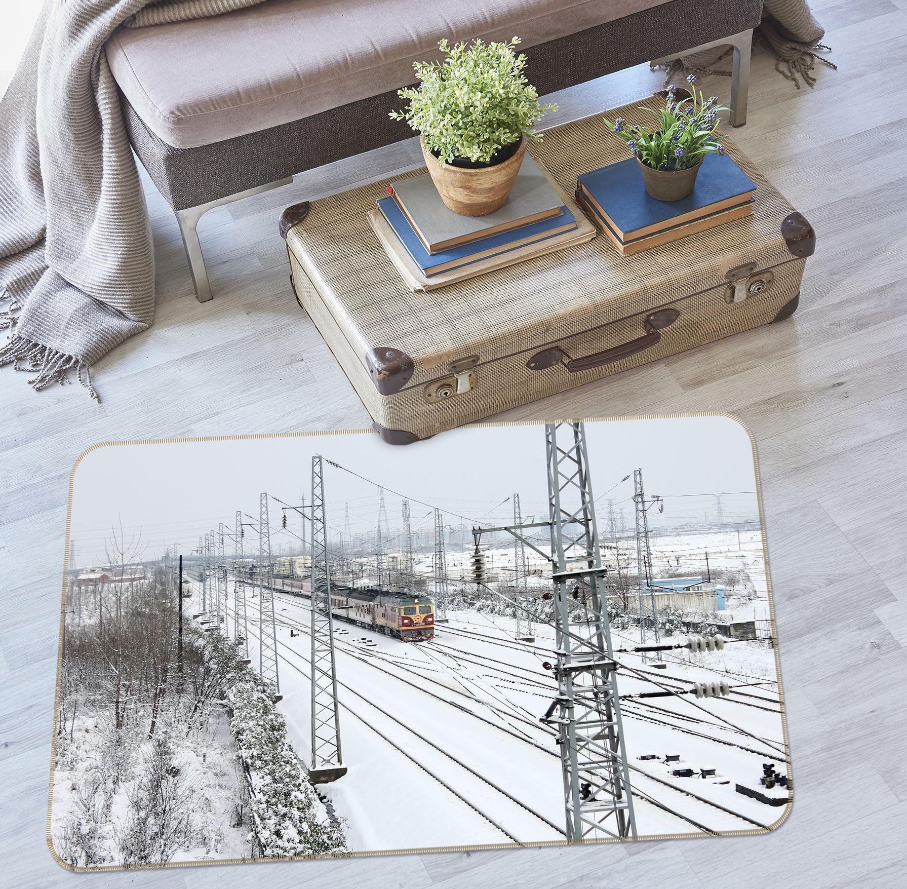 3D Snow Rail Train 42015 Vehicle Non Slip Rug Mat