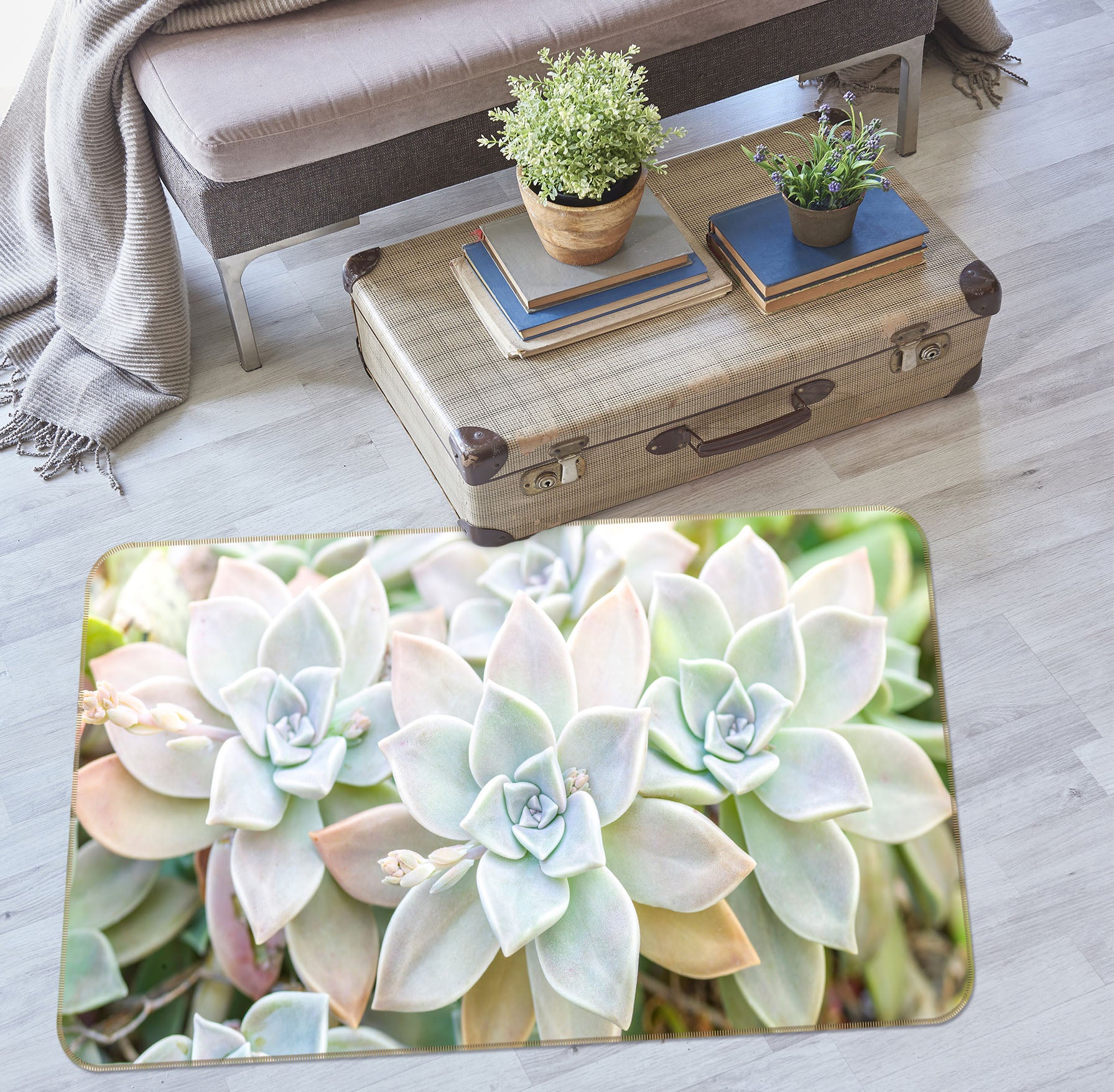 3D White Flowers 83267 Assaf Frank Rug Non Slip Rug Mat