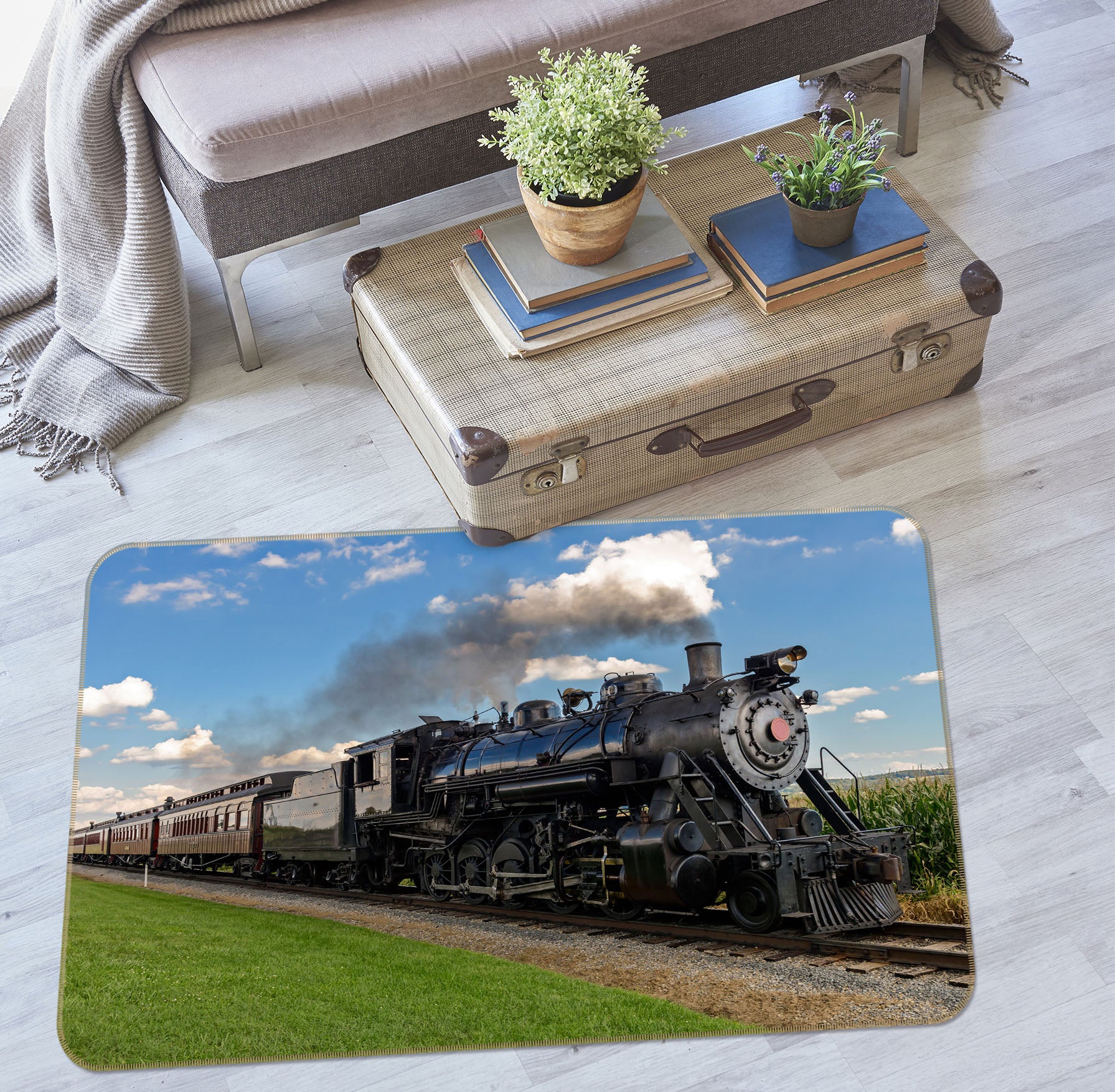 3D Grass Train 68108 Vehicle Non Slip Rug Mat