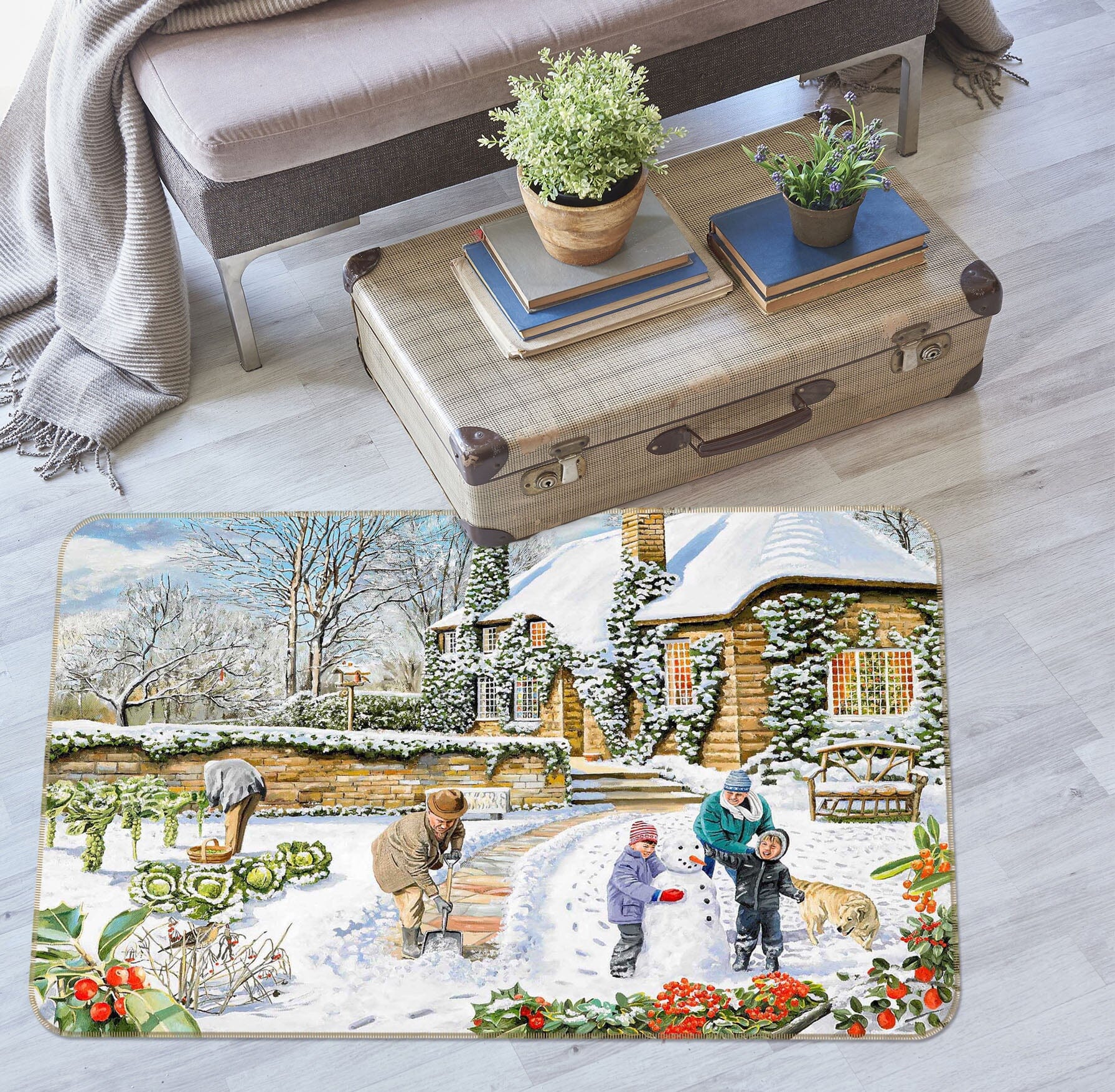 3D Snowball Fight 1053 Trevor Mitchell Rug Non Slip Rug Mat Mat AJ Creativity Home