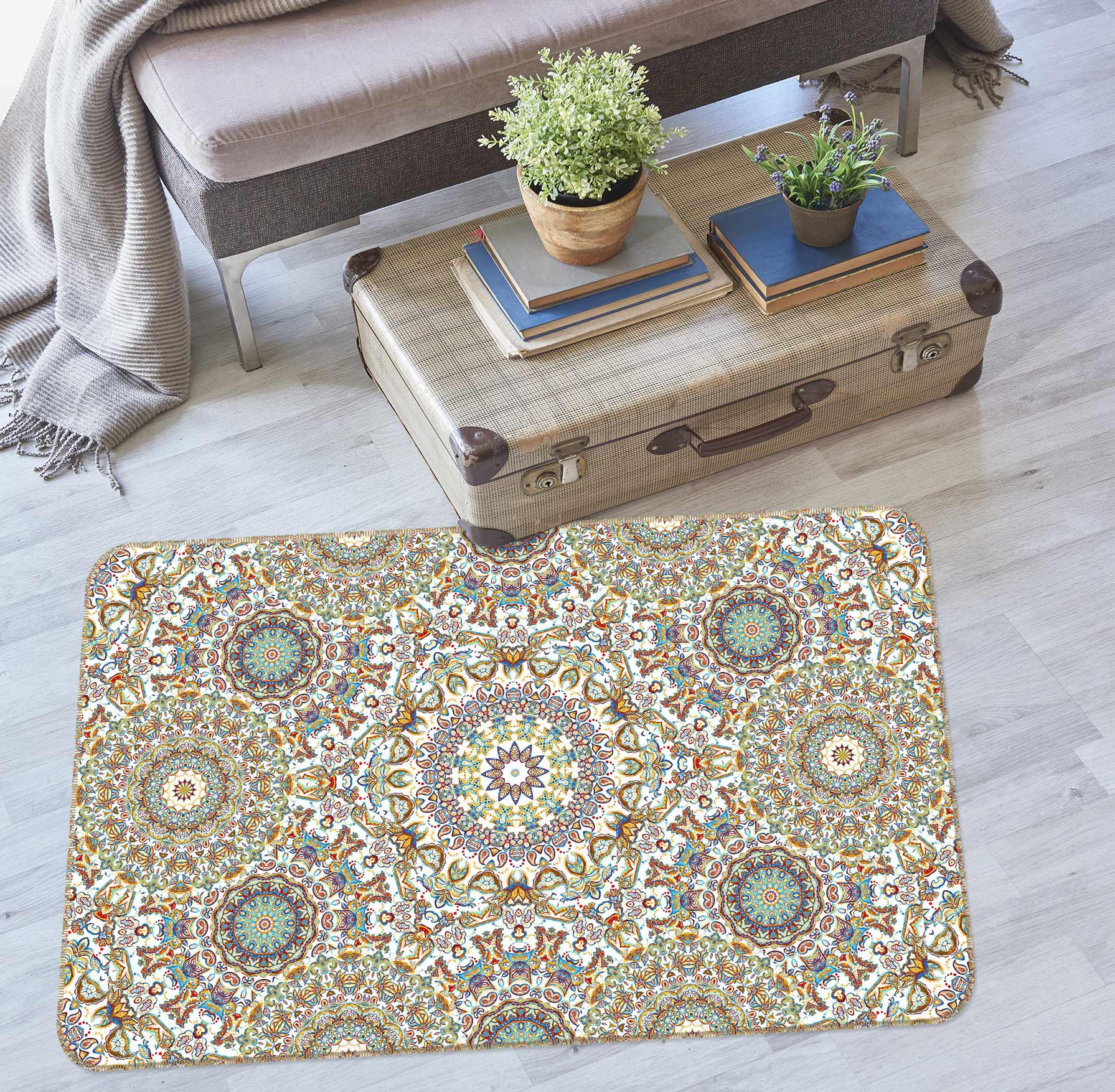 3D Brown Pattern 33037 Non Slip Rug Mat