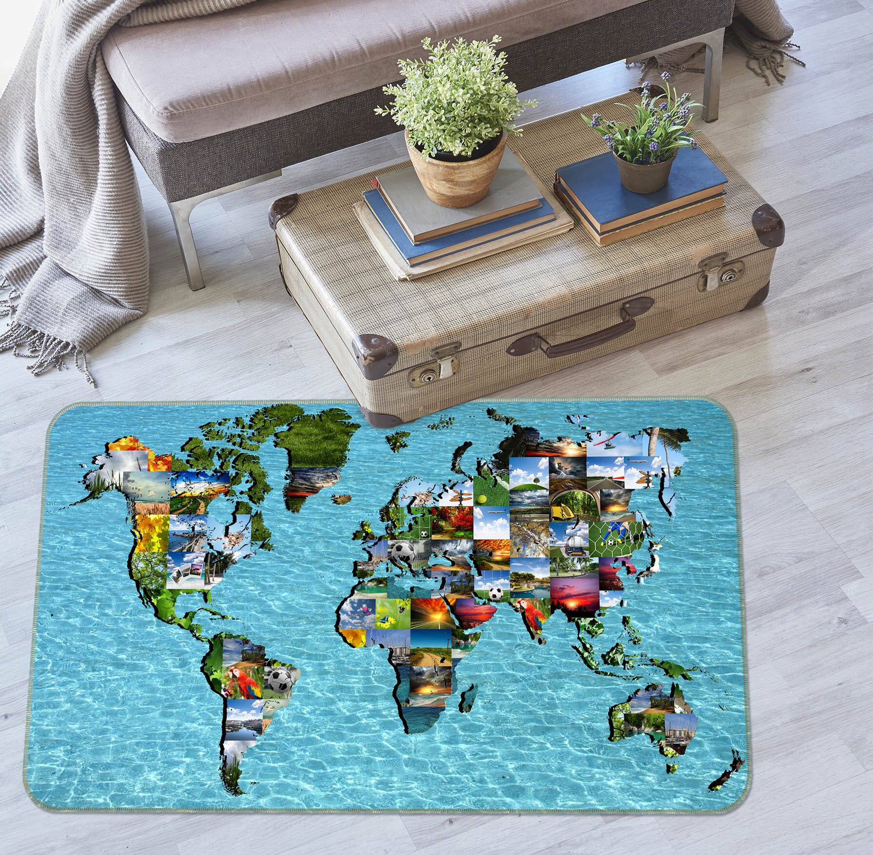 3D Abstract House 223 World Map Non Slip Rug Mat Mat AJ Creativity Home