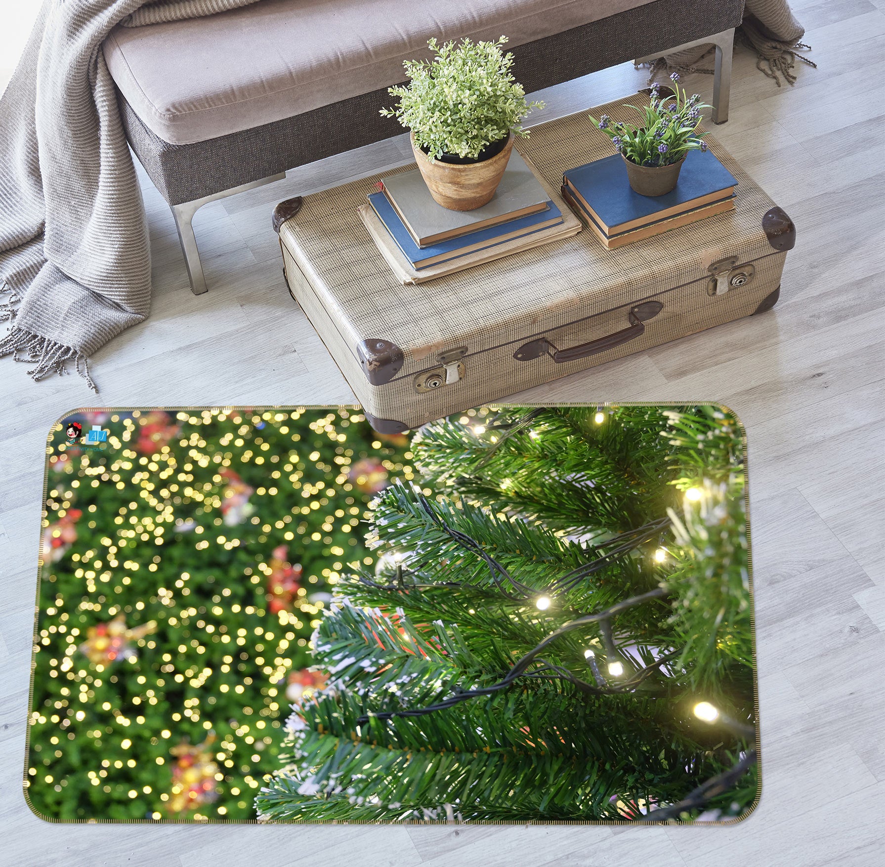 3D Tree 54251 Christmas Non Slip Rug Mat Xmas
