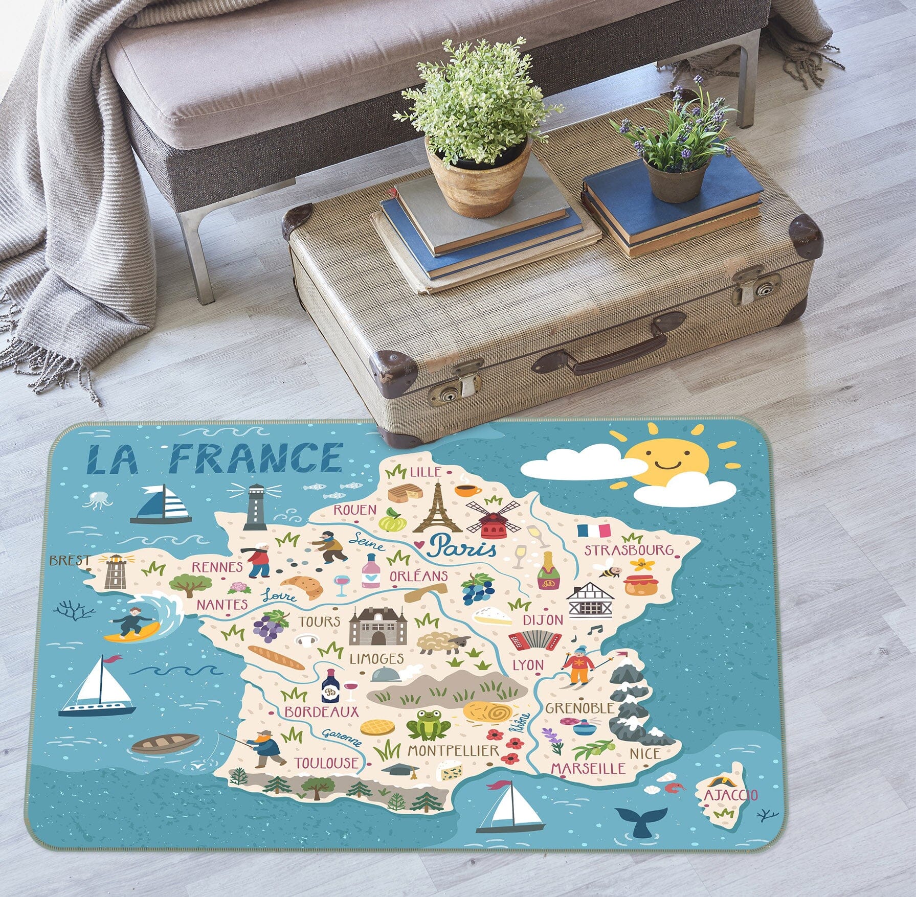 3D Five Star Pattern 267 World Map Non Slip Rug Mat Mat AJ Creativity Home