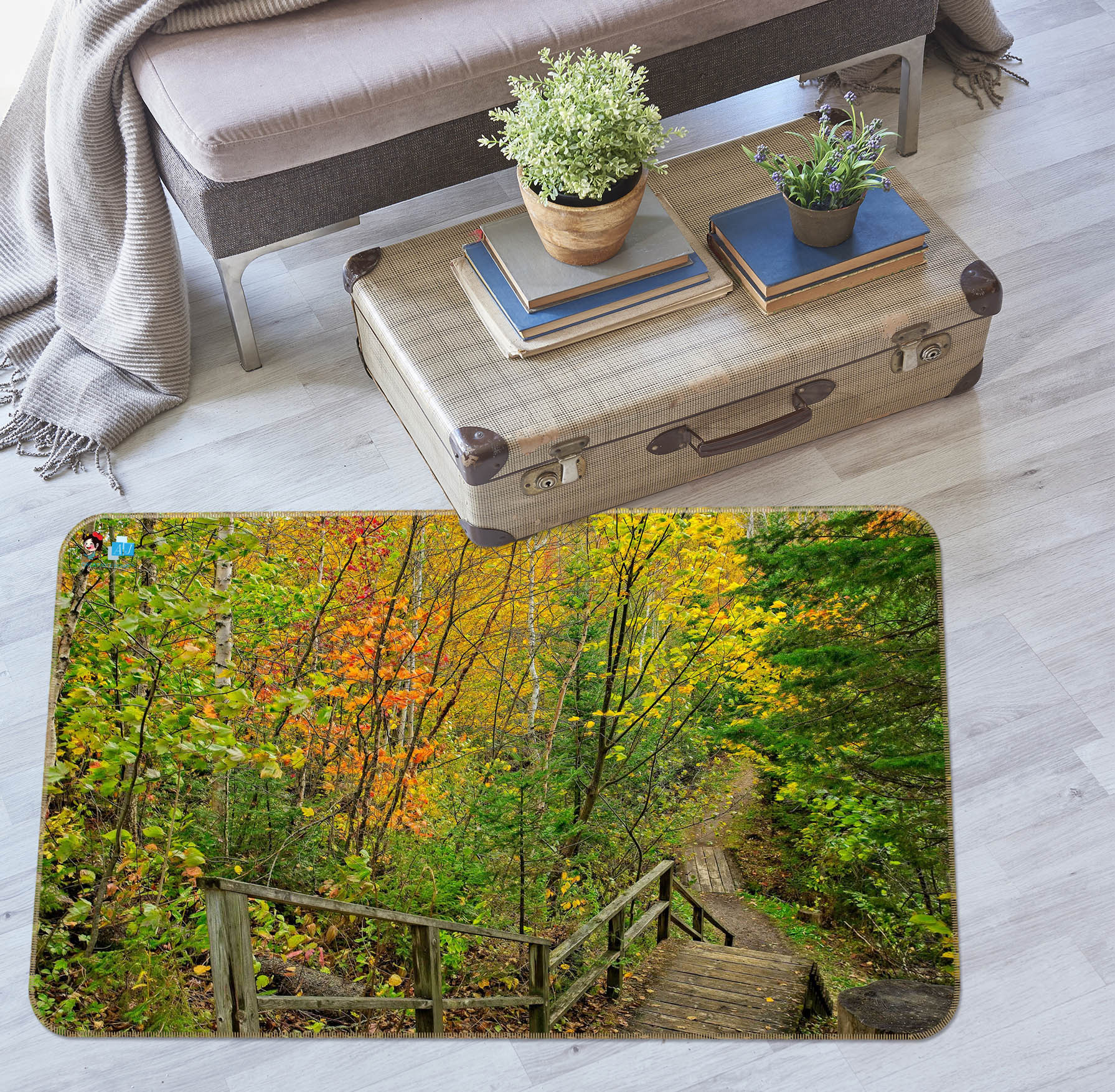 3D Forest Staircase 62044 Kathy Barefield Rug Non Slip Rug Mat