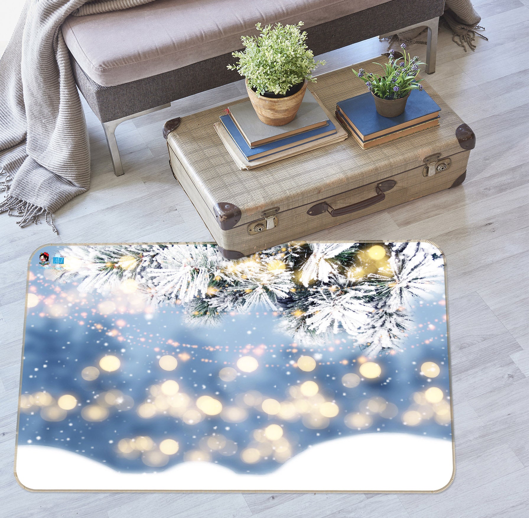 3D Snow 55113 Christmas Non Slip Rug Mat Xmas