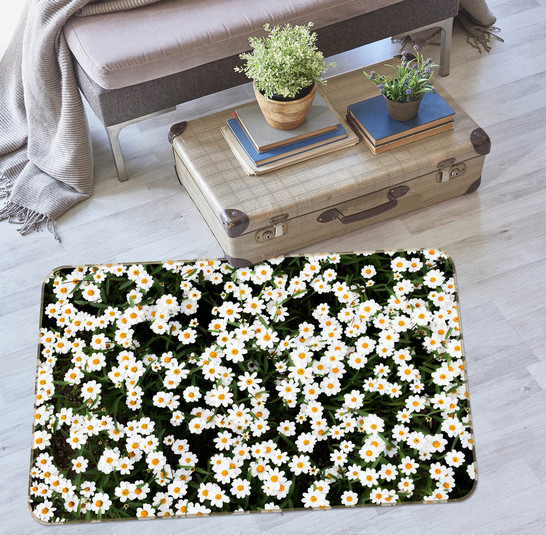 3D Small Daisy Bush 35110 Non Slip Rug Mat