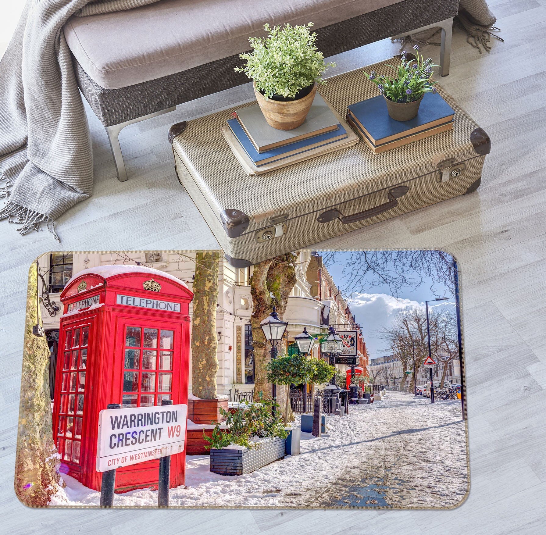 3D Red Telephone Booth 1018 Assaf Frank Rug Non Slip Rug Mat Mat AJ Creativity Home