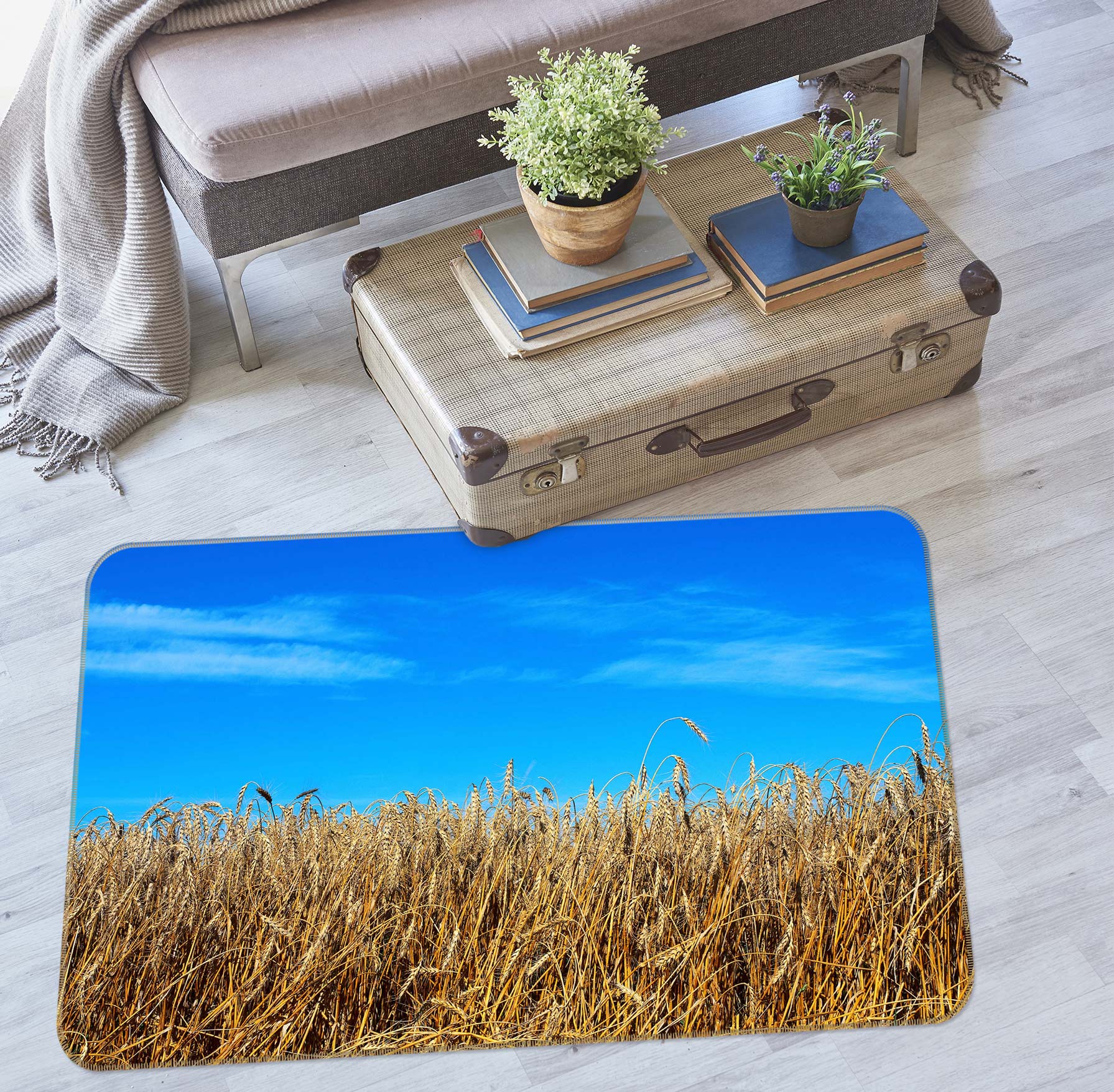 3D Withered Grass Sky 75279 Non Slip Rug Mat