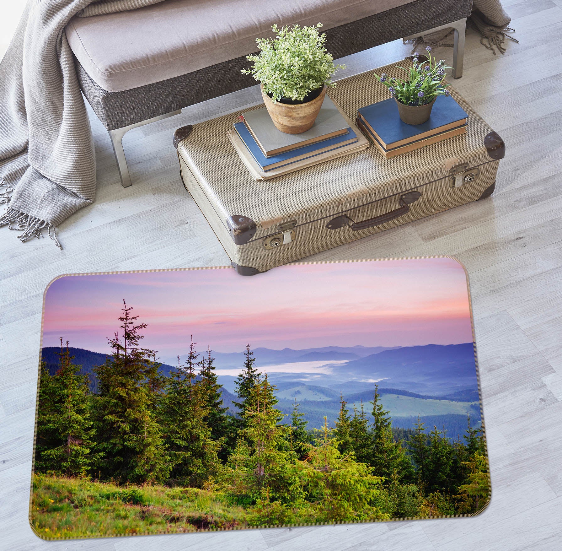 3D Forest Mountain 29192 Non Slip Rug Mat