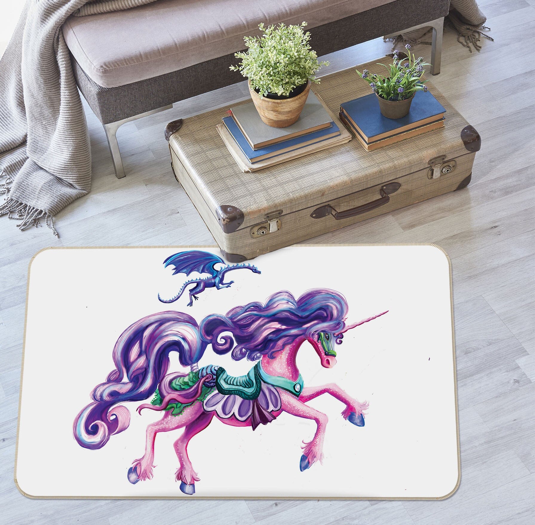3D Princess Unicorn 3019 Rose Catherine Khan Rug Non Slip Rug Mat Mat AJ Creativity Home
