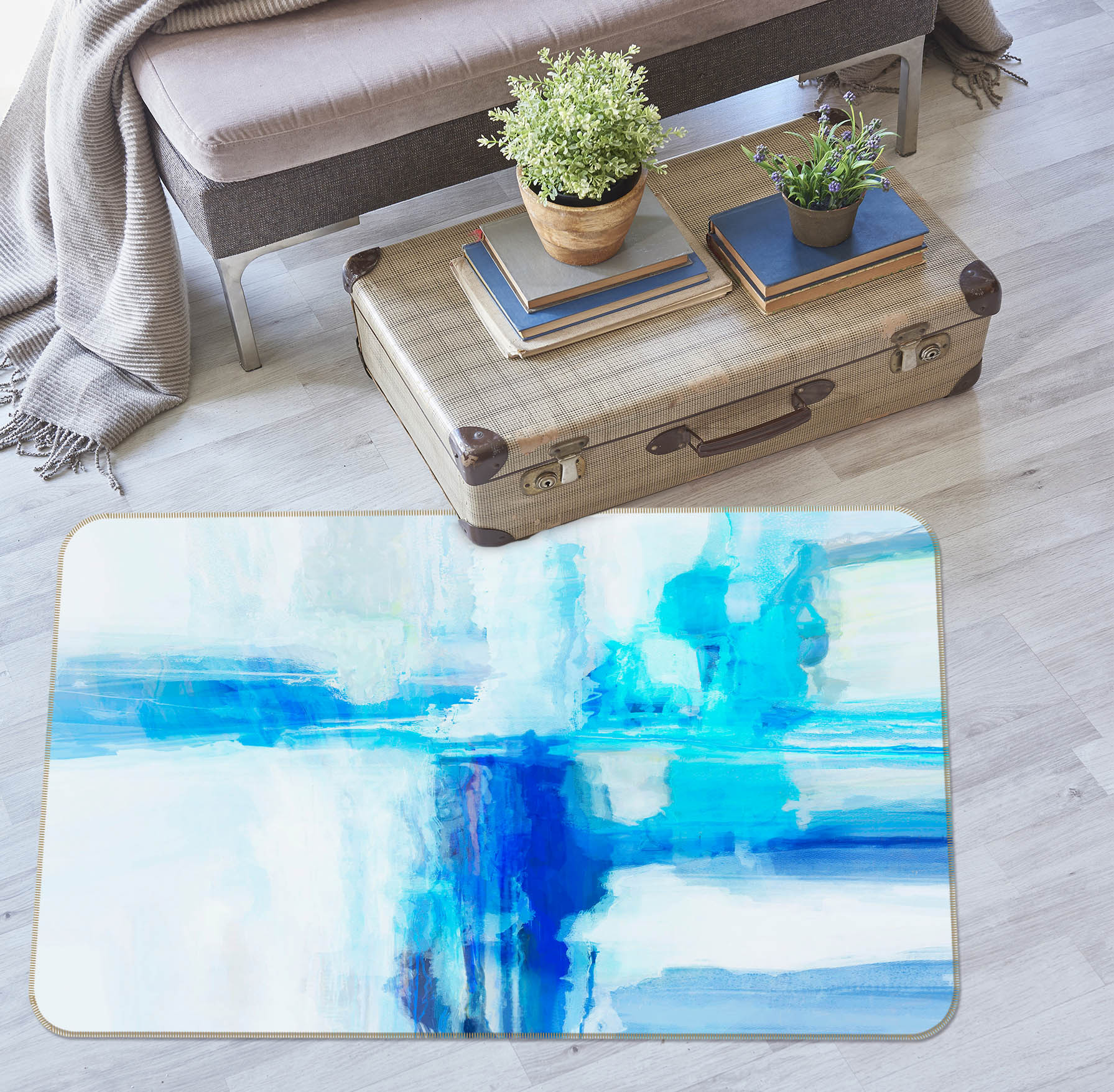 3D Blue Pigment Pattern 84024 Michael Tienhaara Rug Non Slip Rug Mat