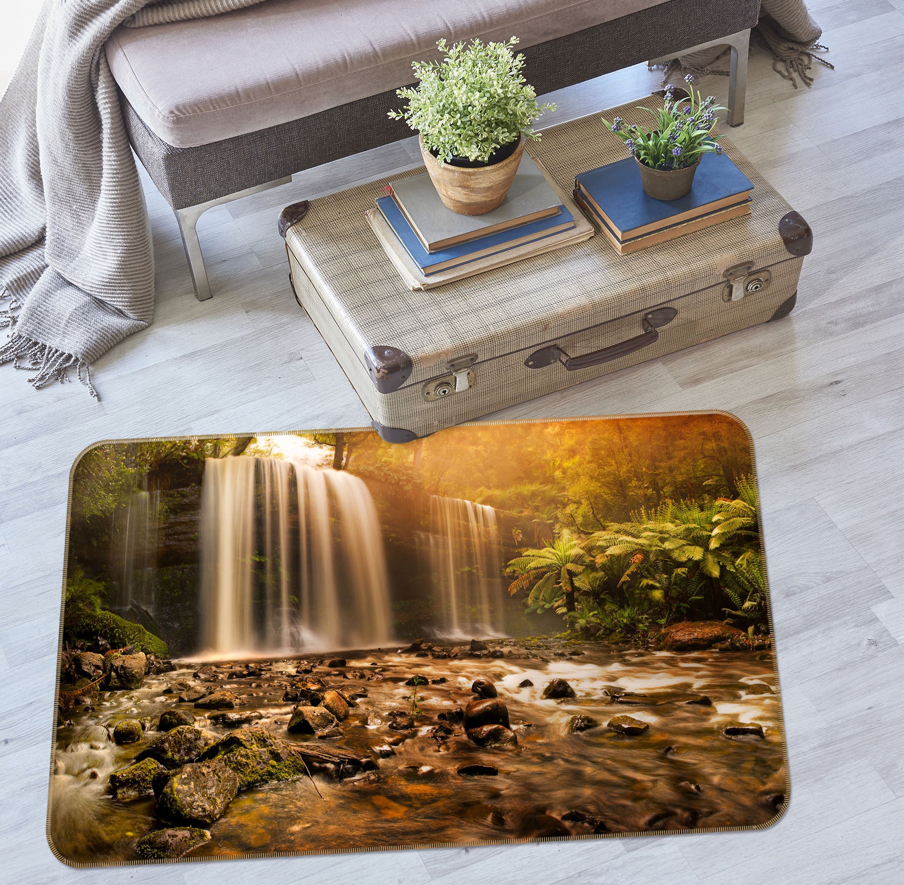 3D Waterfall Stone 65071 Non Slip Rug Mat