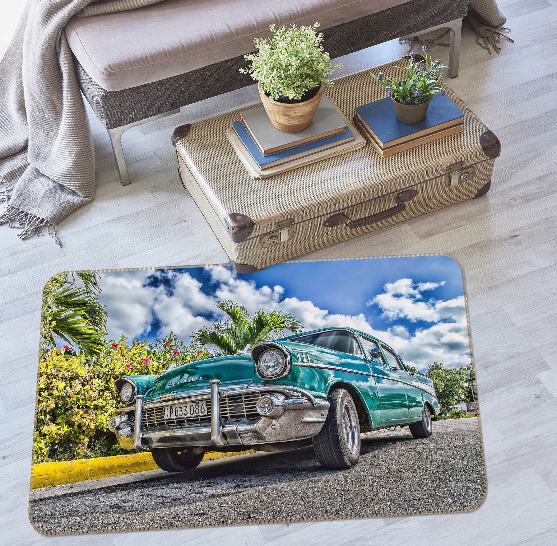 3D Sky Tree Blue-Green Car 68049 Vehicle Non Slip Rug Mat
