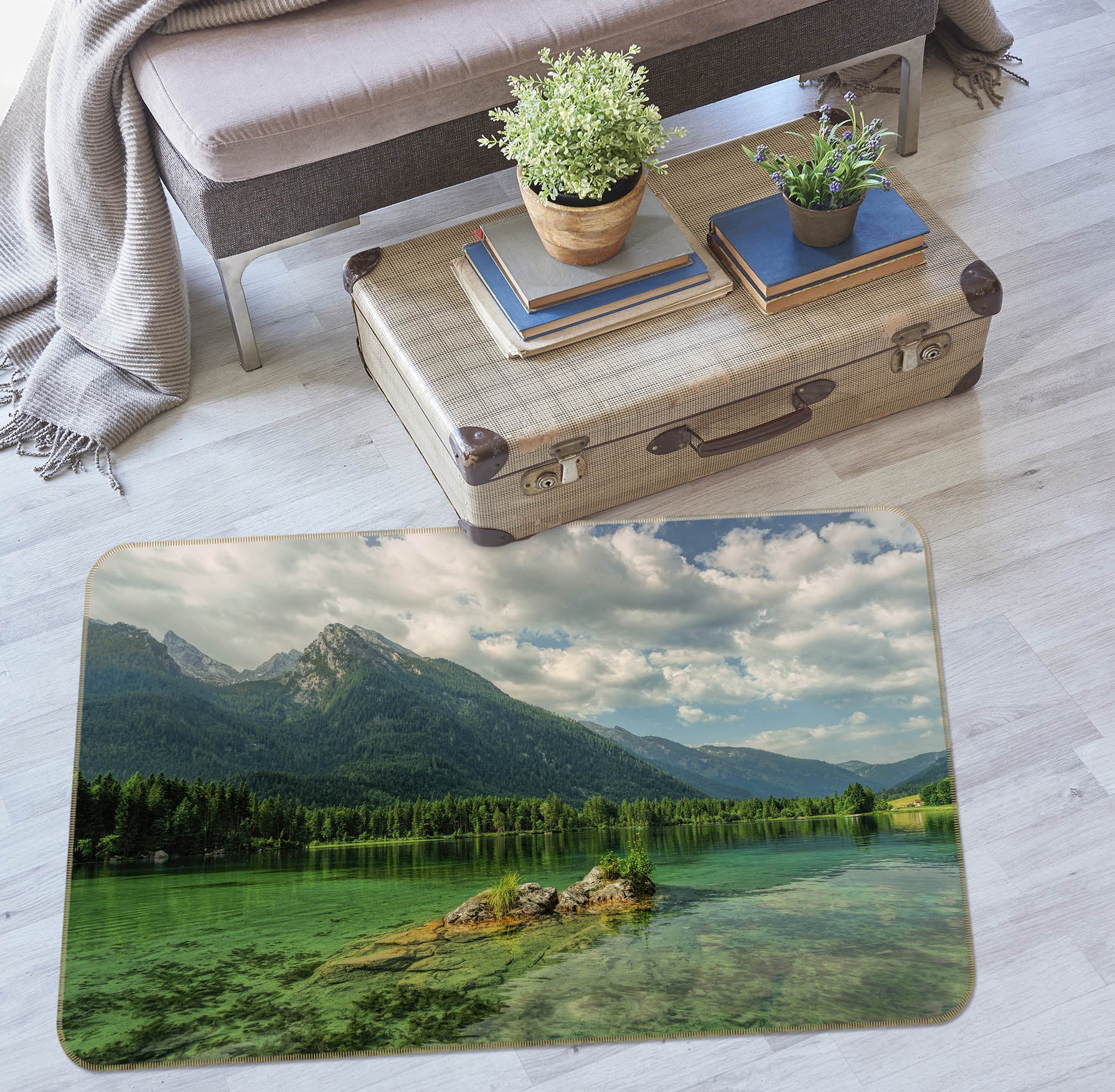 3D Mountain River 36167 Non Slip Rug Mat