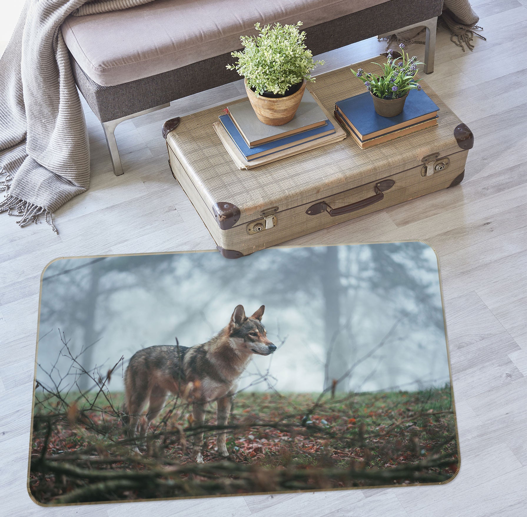 3D Wolf 30050 Non Slip Rug Mat