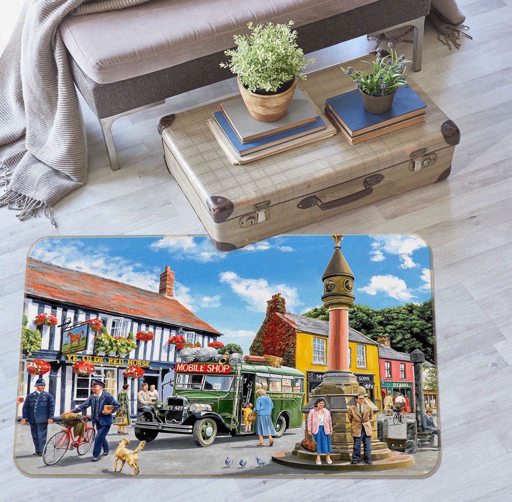3D In The Market Place 1081 Trevor Mitchell Rug Non Slip Rug Mat Mat AJ Creativity Home