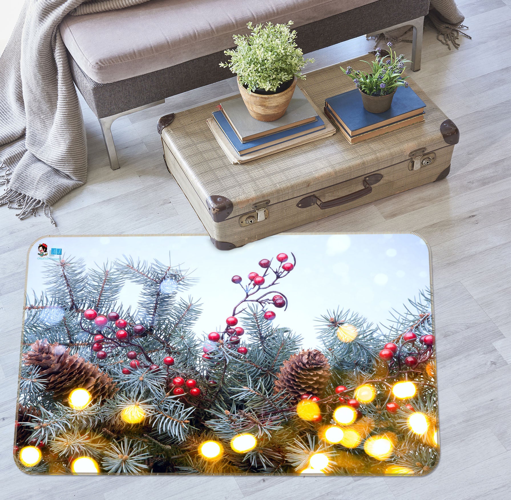3D Branches 55064 Christmas Non Slip Rug Mat Xmas