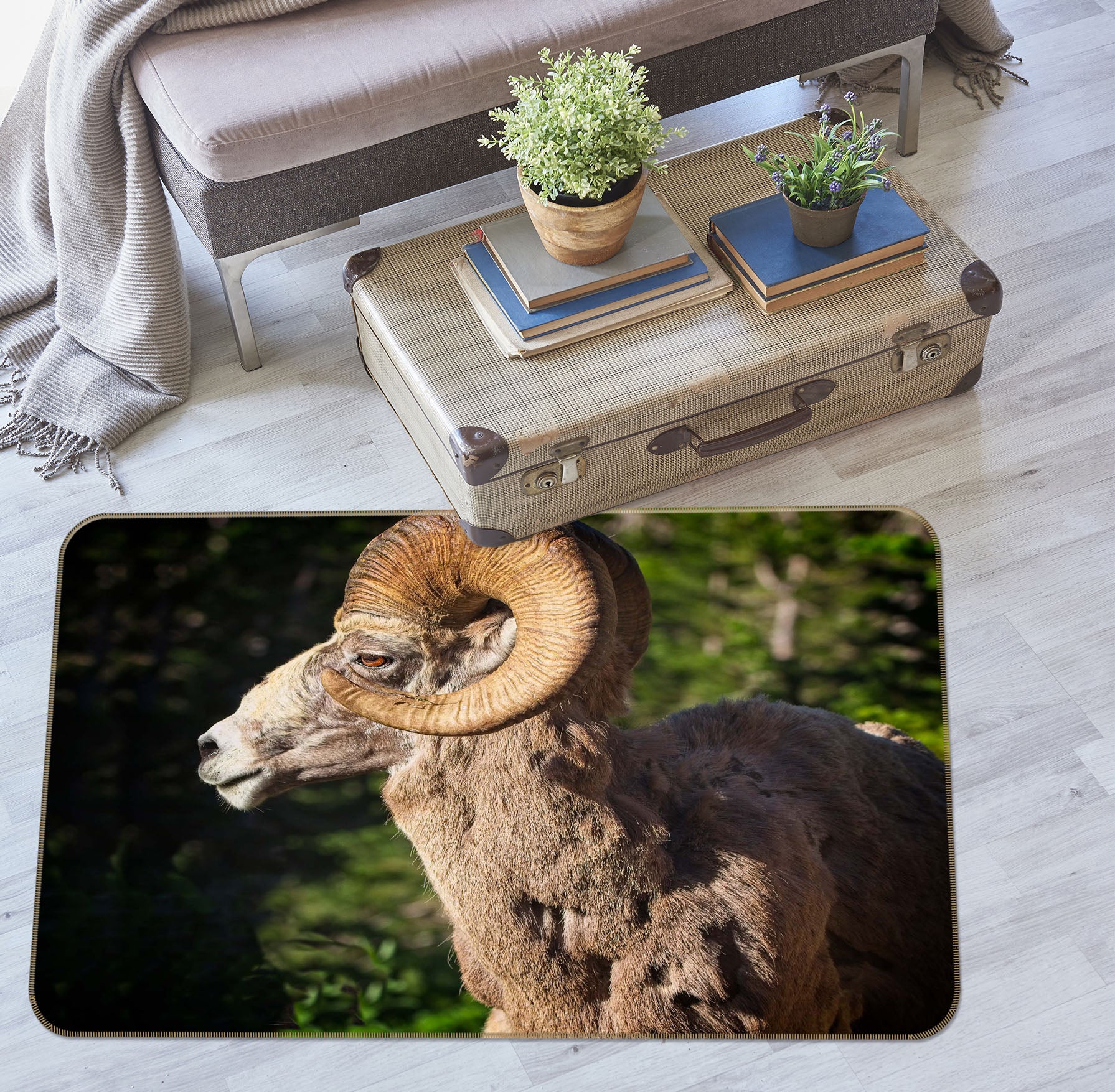 3D Bighorn Ram 84056 Kathy Barefield Rug Non Slip Rug Mat