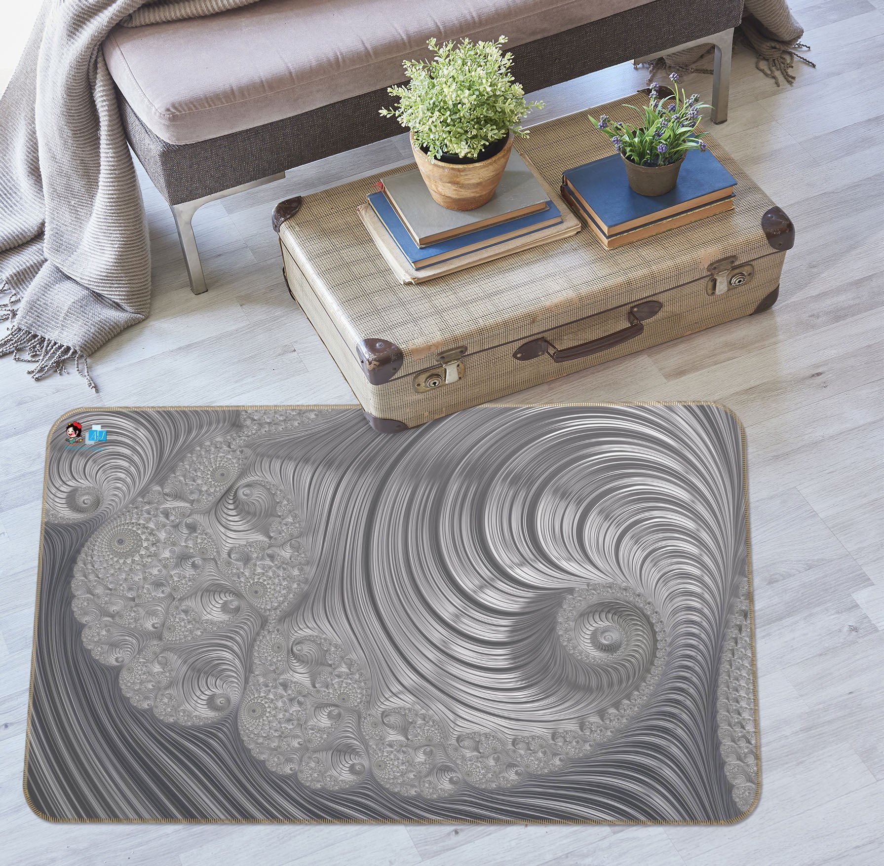 3D Off-White Pattern 83040 Andrea haase Rug Non Slip Rug Mat