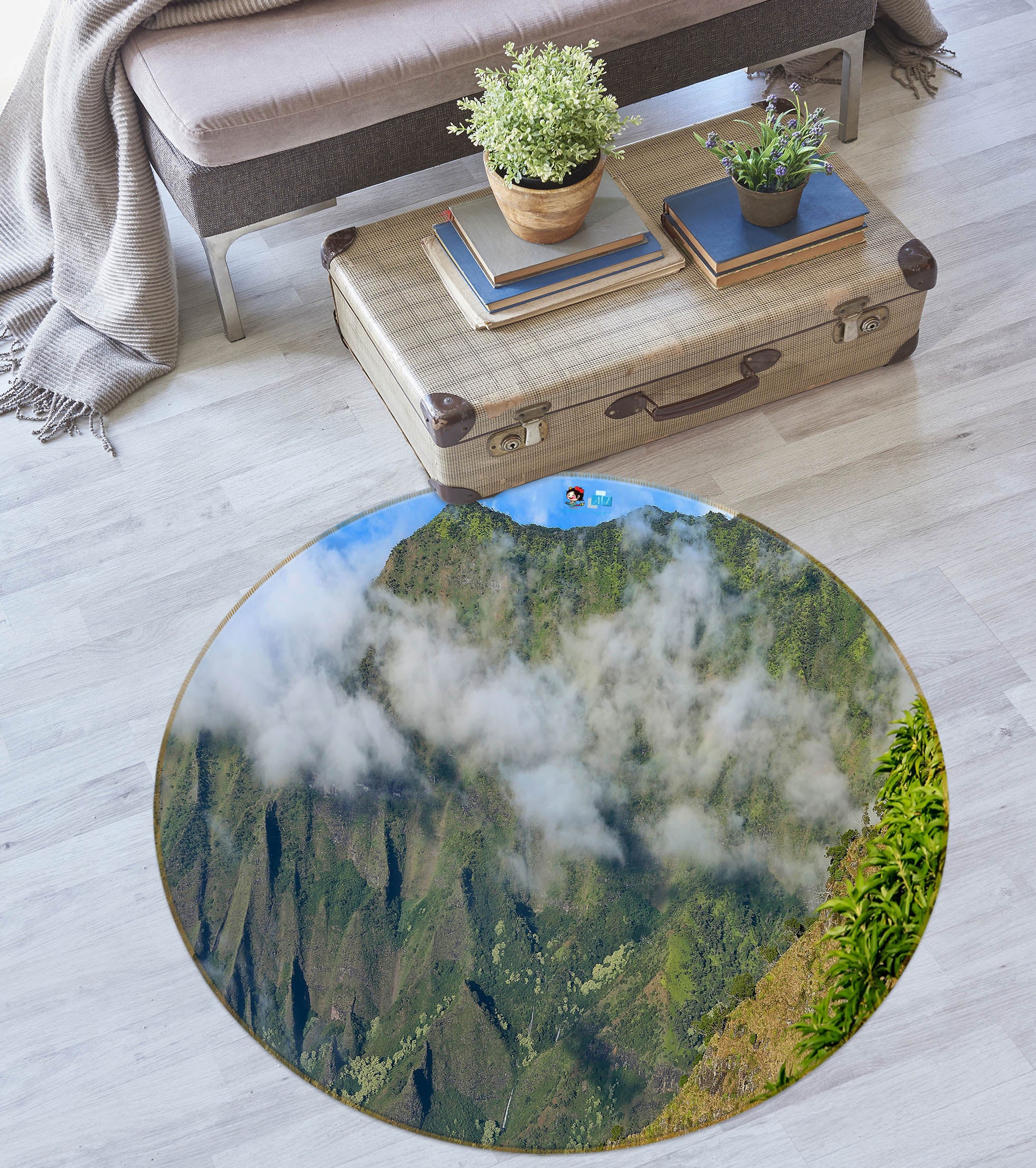 3D Mountain Rock 11196 Kathy Barefield Rug Round Non Slip Rug Mat