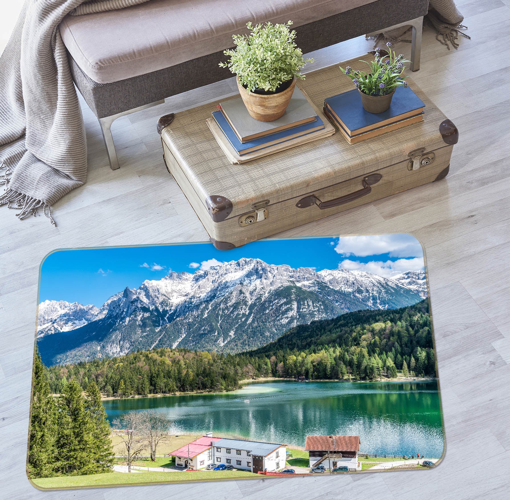 3D Lake Snow Mountain 30125 Non Slip Rug Mat