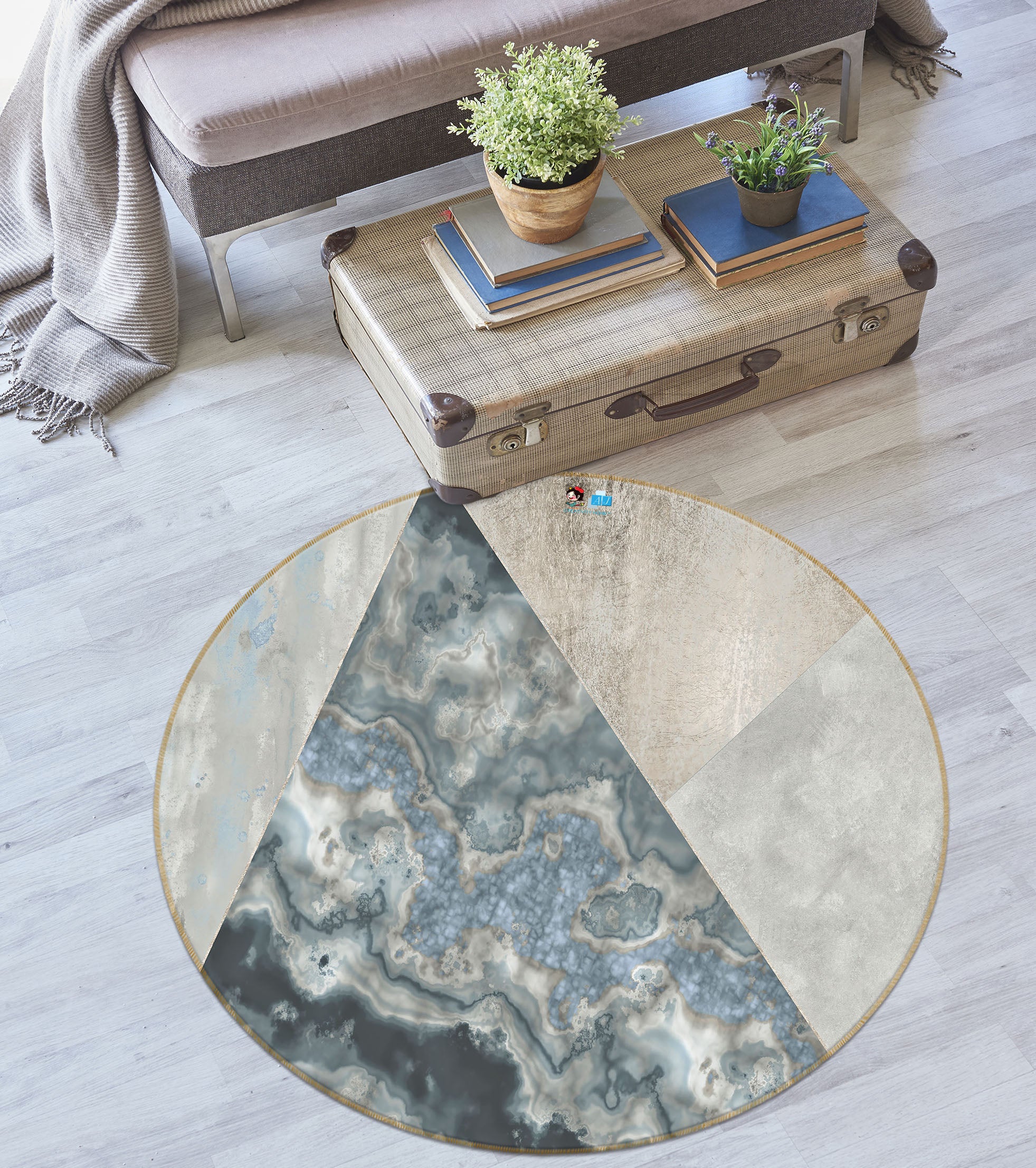 3D Triangle Pattern 83053 Andrea haase Rug Round Non Slip Rug Mat