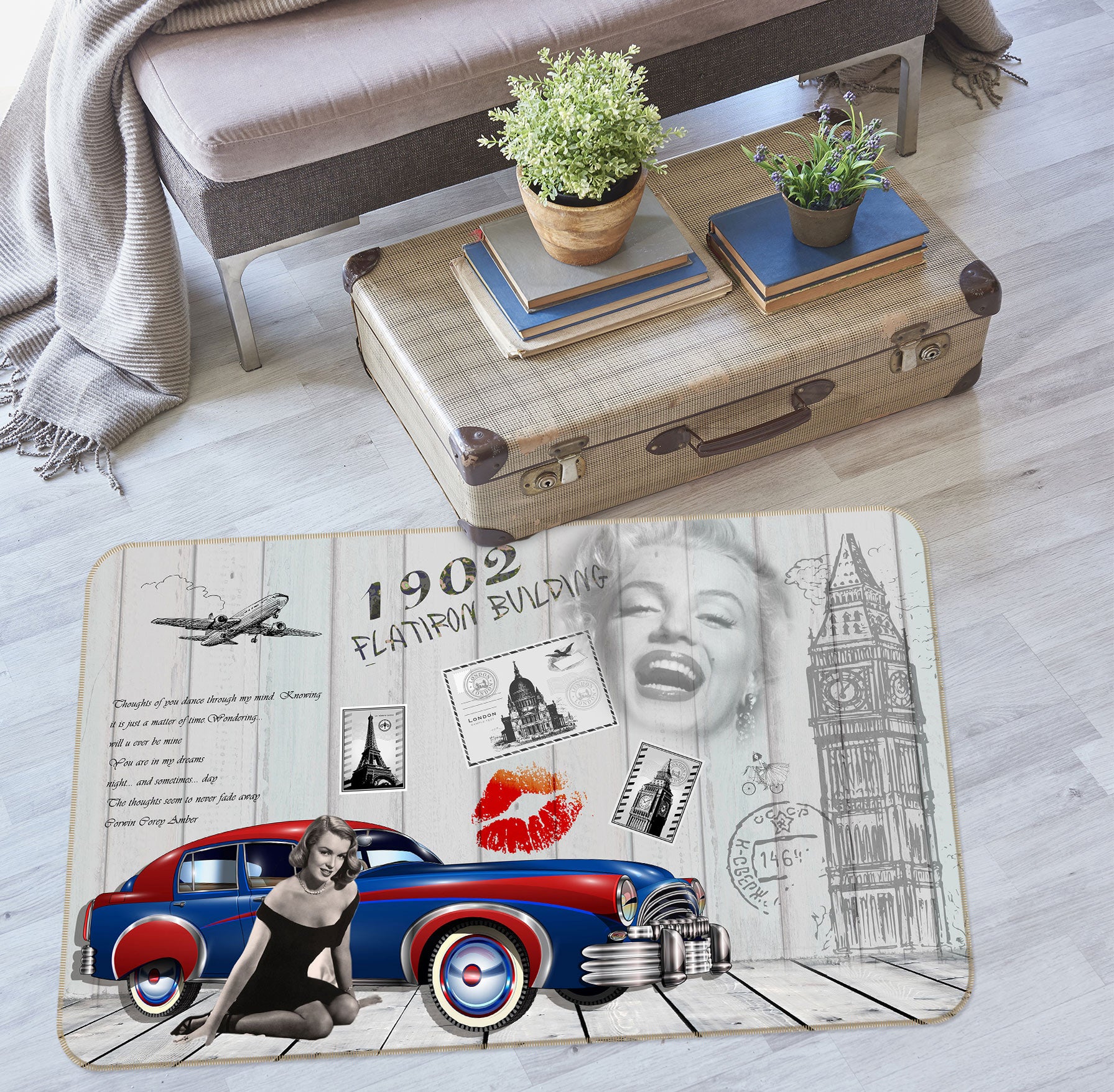 3D Car Marilyn Monroe 77240 Non Slip Rug Mat