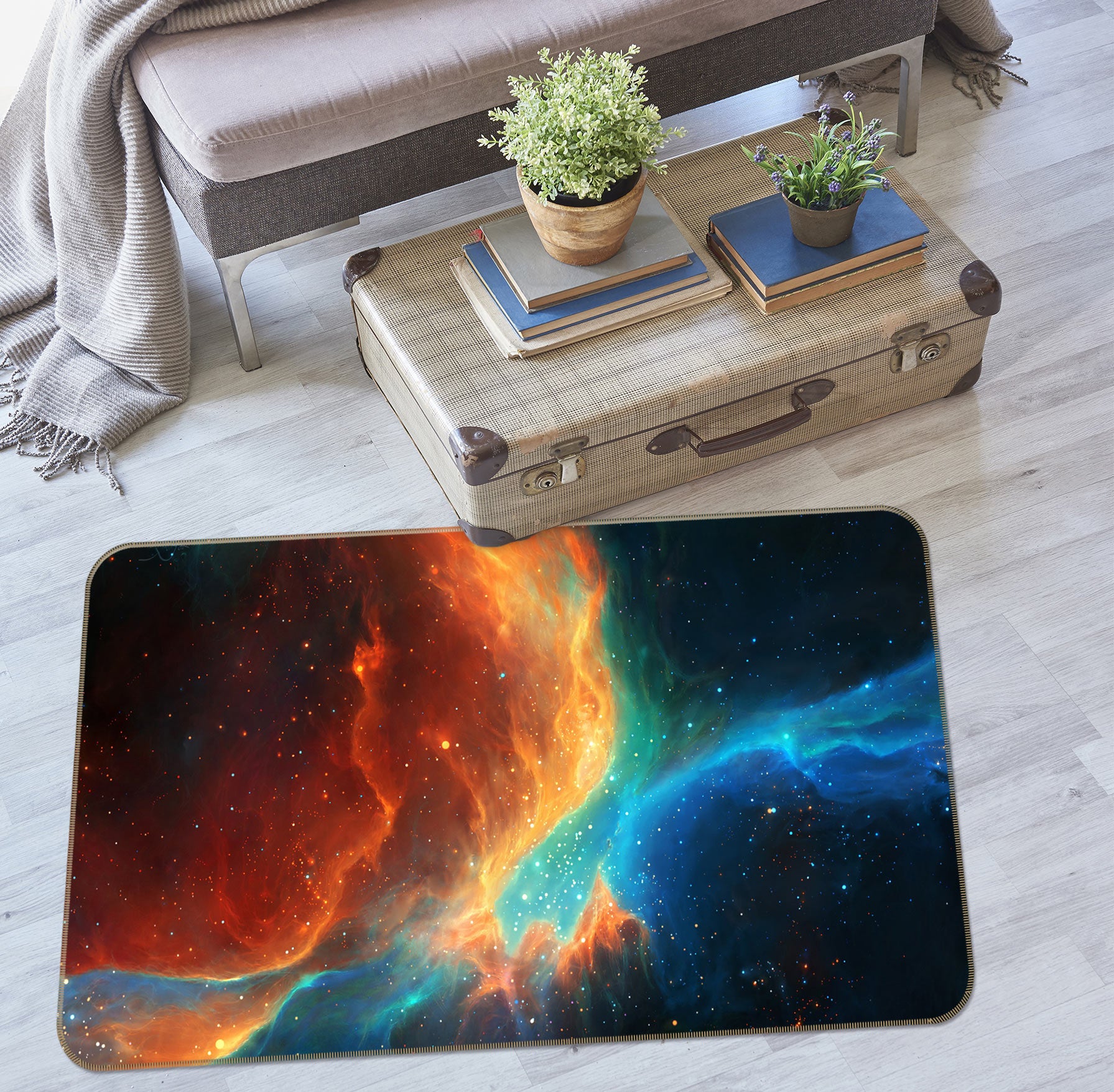3D Blue Starry Sky 26226 Non Slip Rug Mat