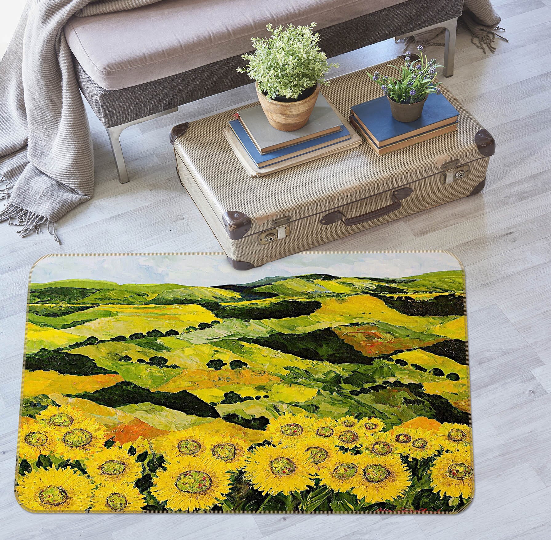 3D Sunflower Garden 1051 Allan P. Friedlander Rug Non Slip Rug Mat Mat AJ Creativity Home
