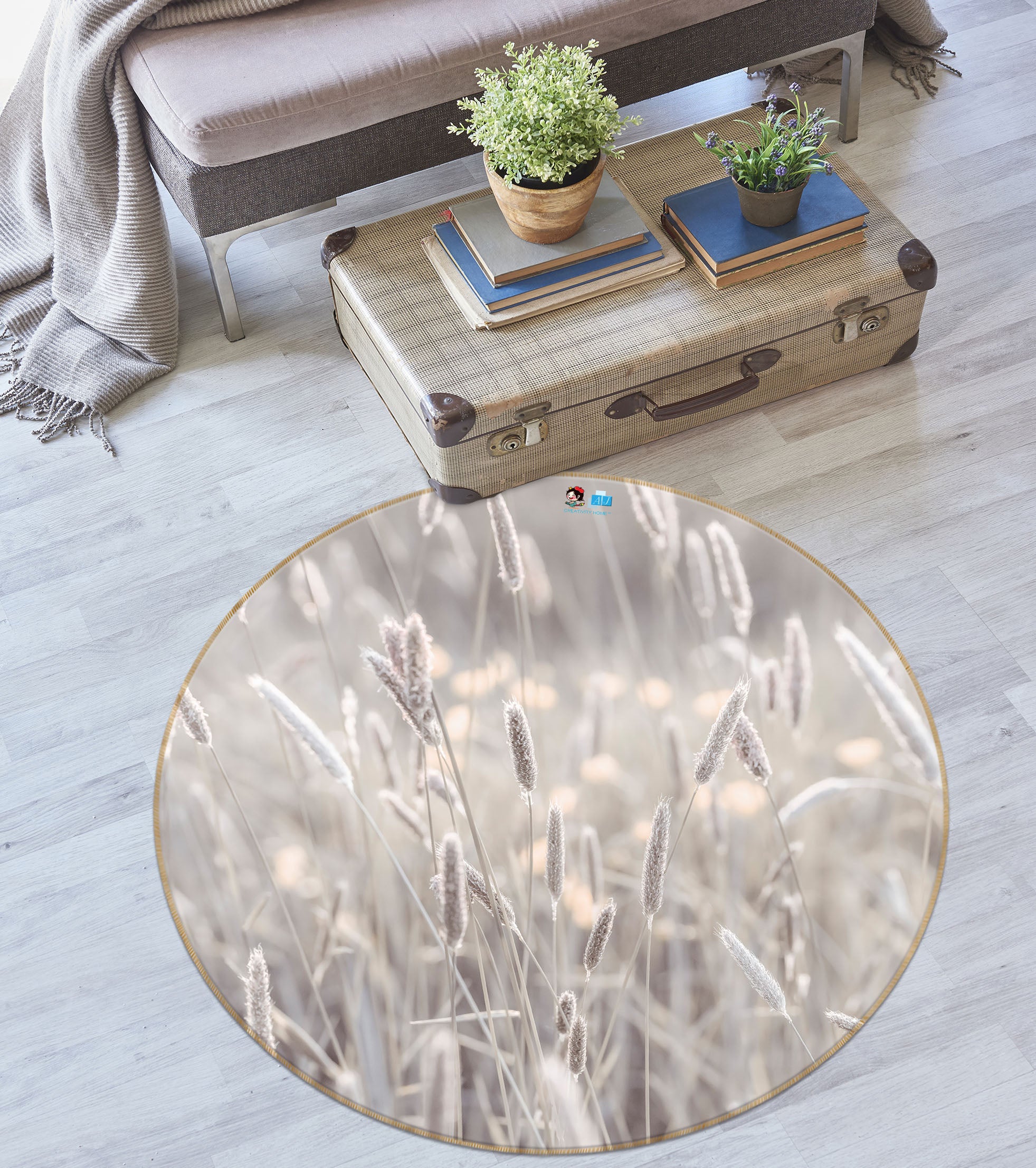 3D Artistic Reed 7340 Assaf Frank Rug Round Non Slip Rug Mat