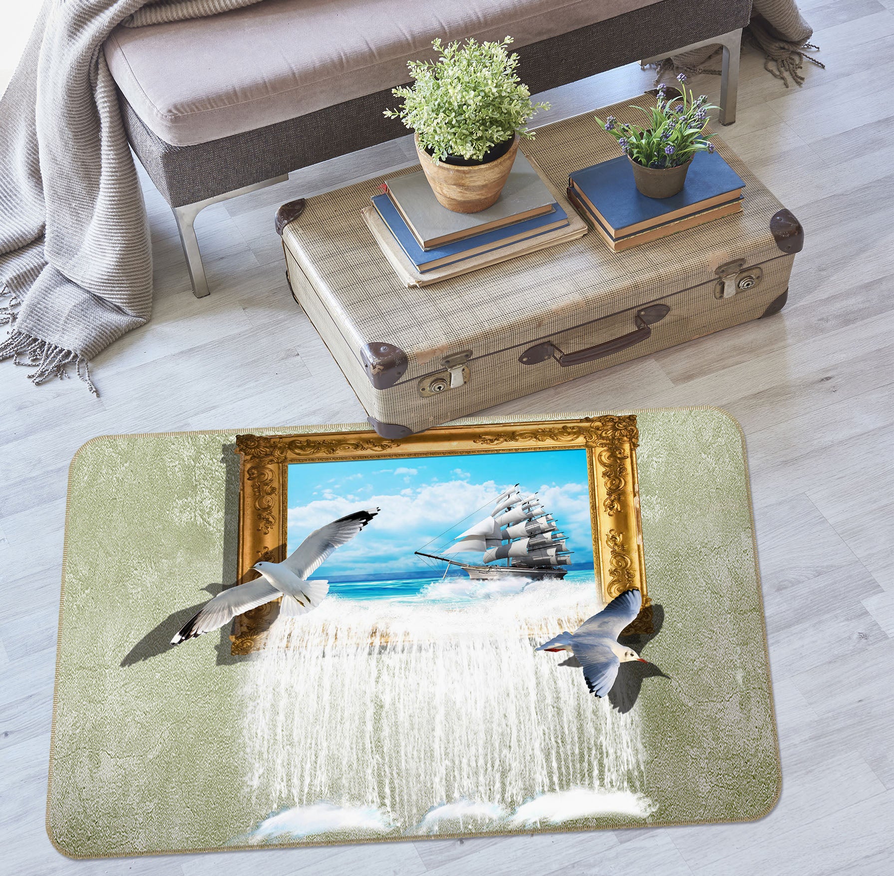 3D Picture Frame Seagull 35168 Non Slip Rug Mat