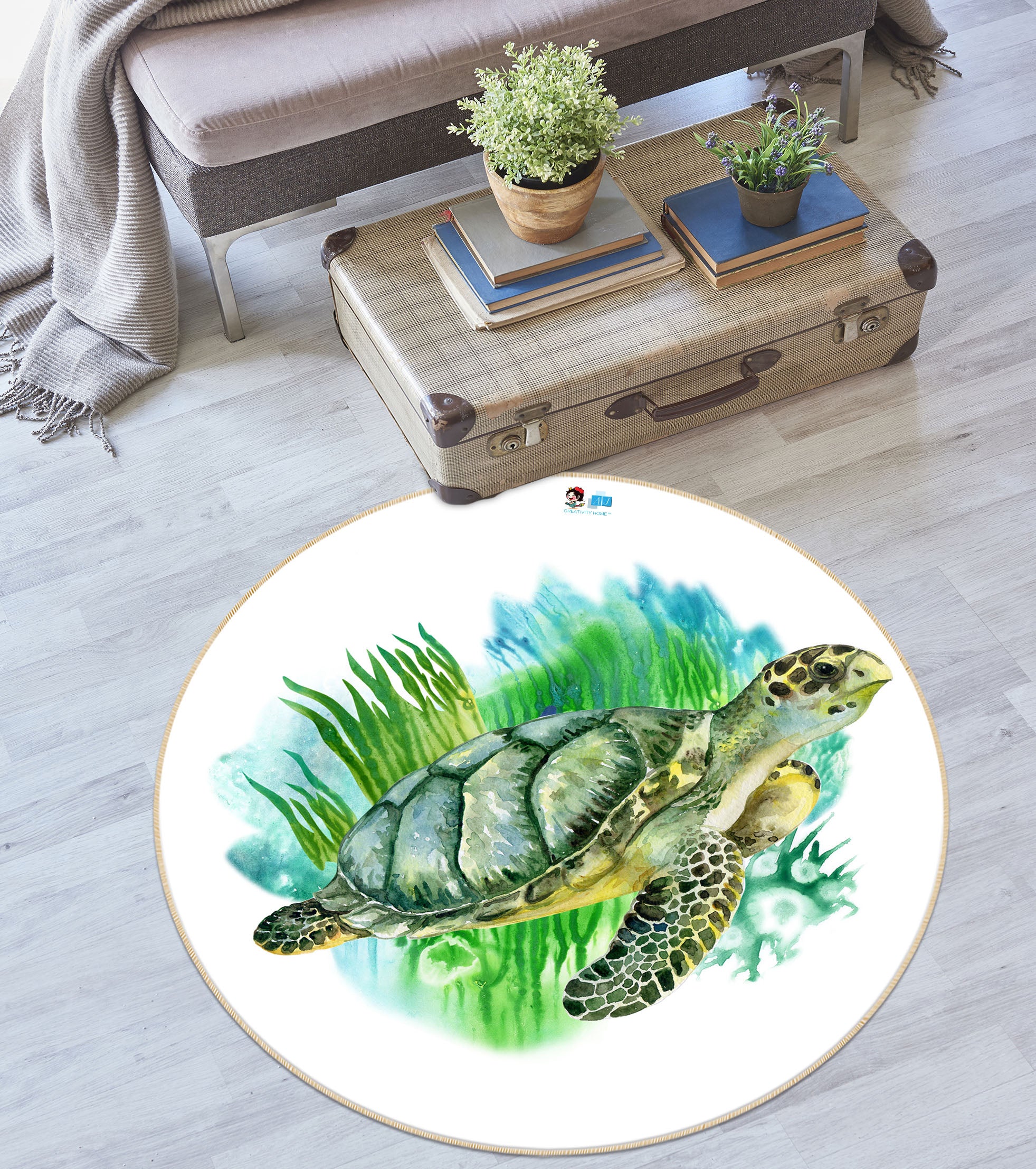 3D Tortoise 74263 Round Non Slip Rug Mat