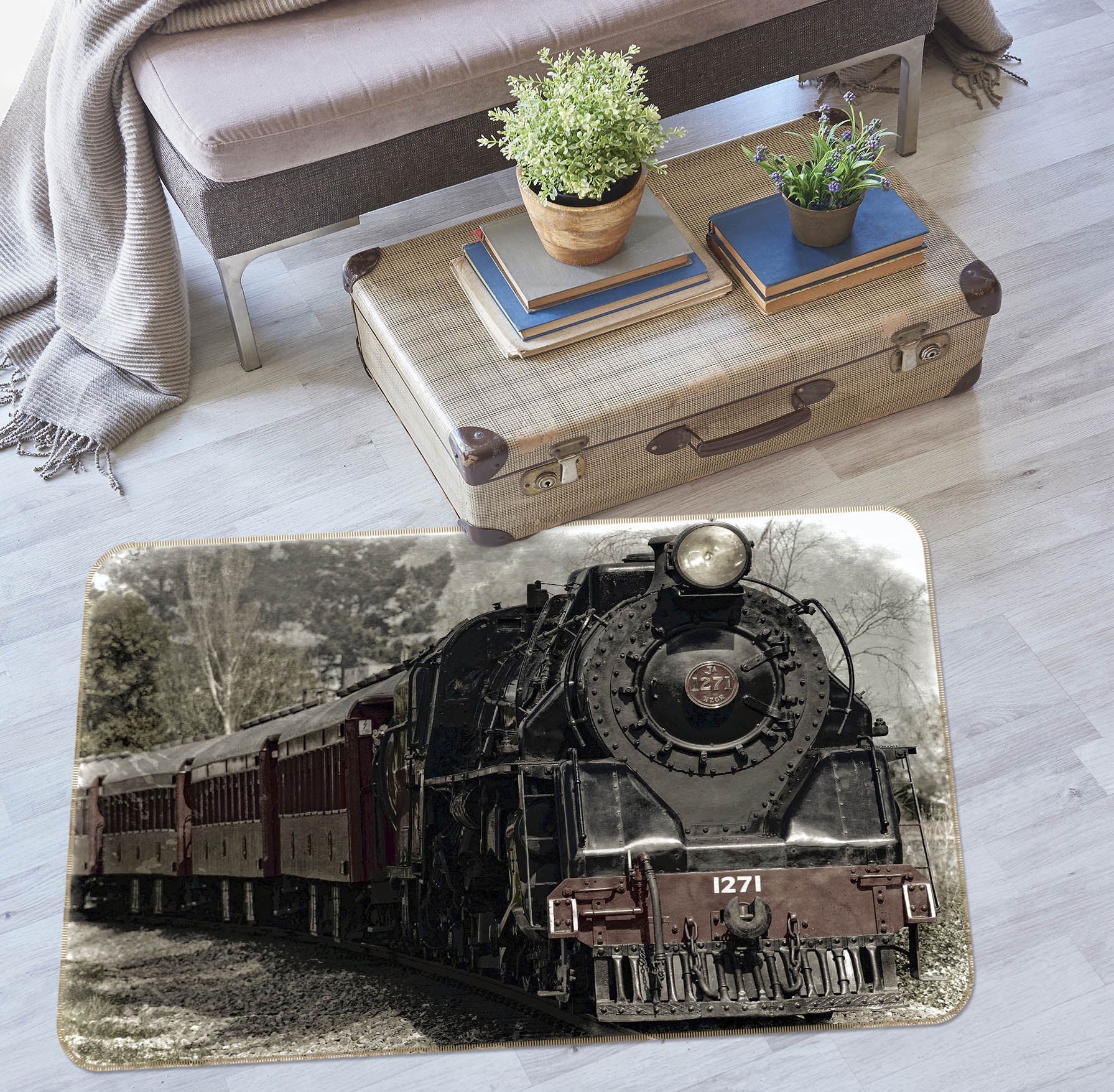 3D Steam Train 42029 Vehicle Non Slip Rug Mat