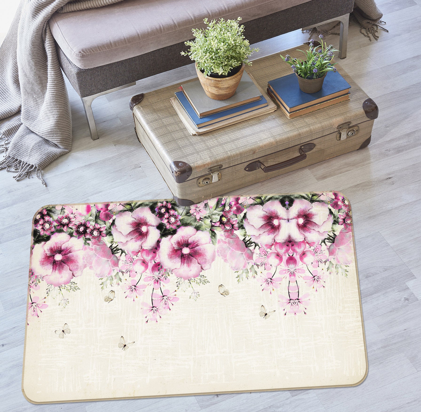 3D Flower Bush 29118 Non Slip Rug Mat