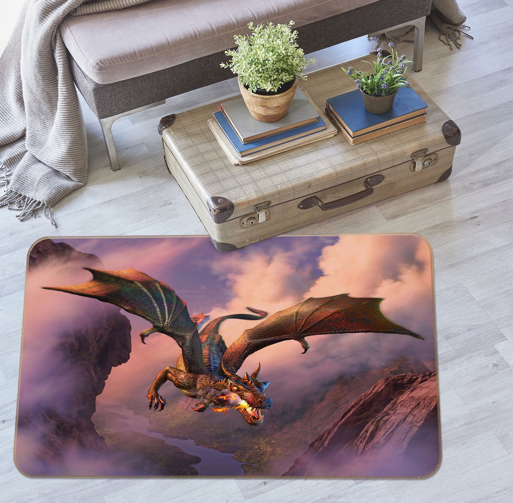 3D Fire Flight 1057 Jerry LoFaro Rug Non Slip Rug Mat Mat AJ Creativity Home