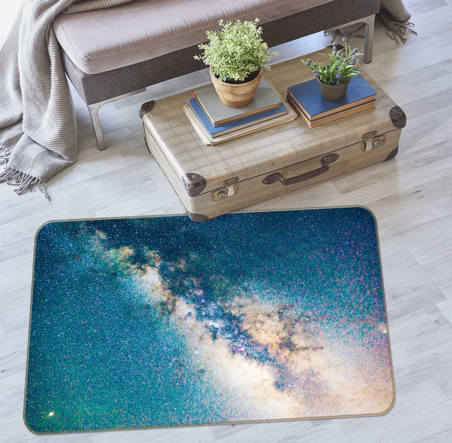 3D Blue Starry Sky 26225 Non Slip Rug Mat