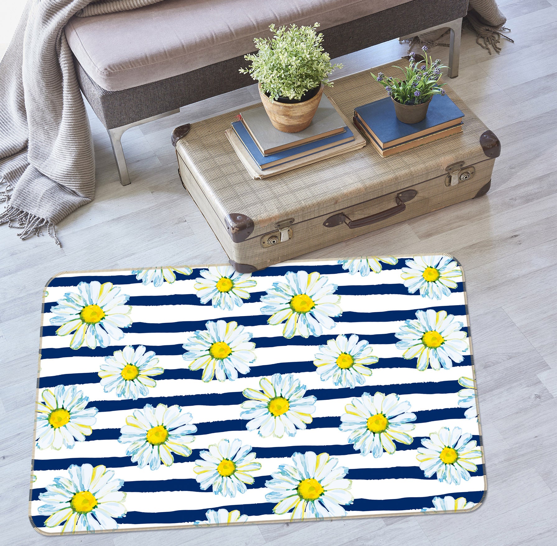 3D Chrysanthemum Pattern 35080 Non Slip Rug Mat