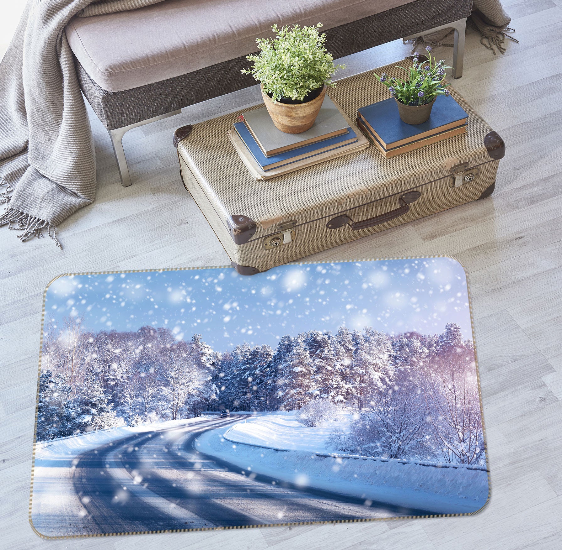 3D Snow Road 77230 Non Slip Rug Mat