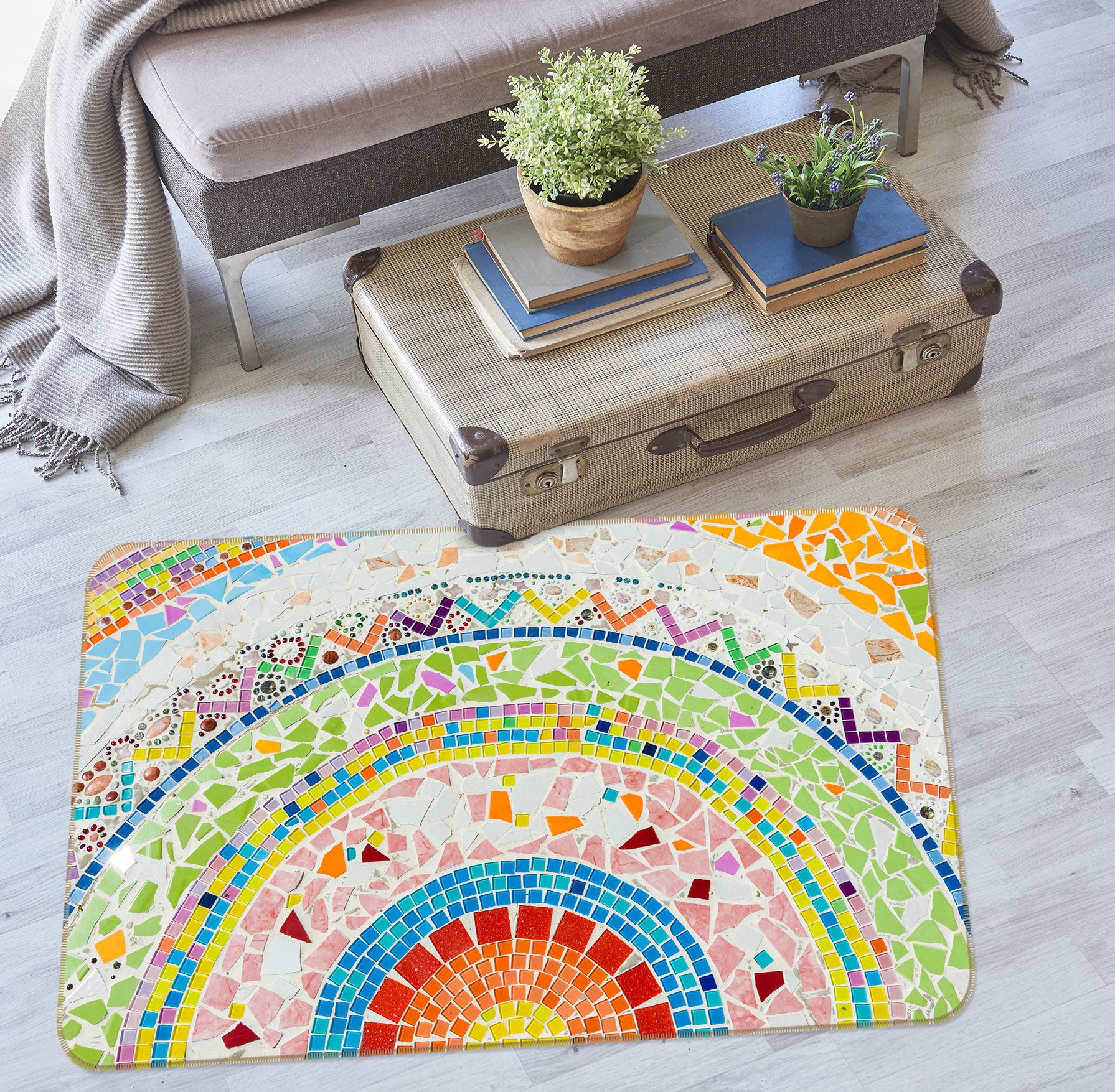3D Semicircle Pattern 33018 Non Slip Rug Mat