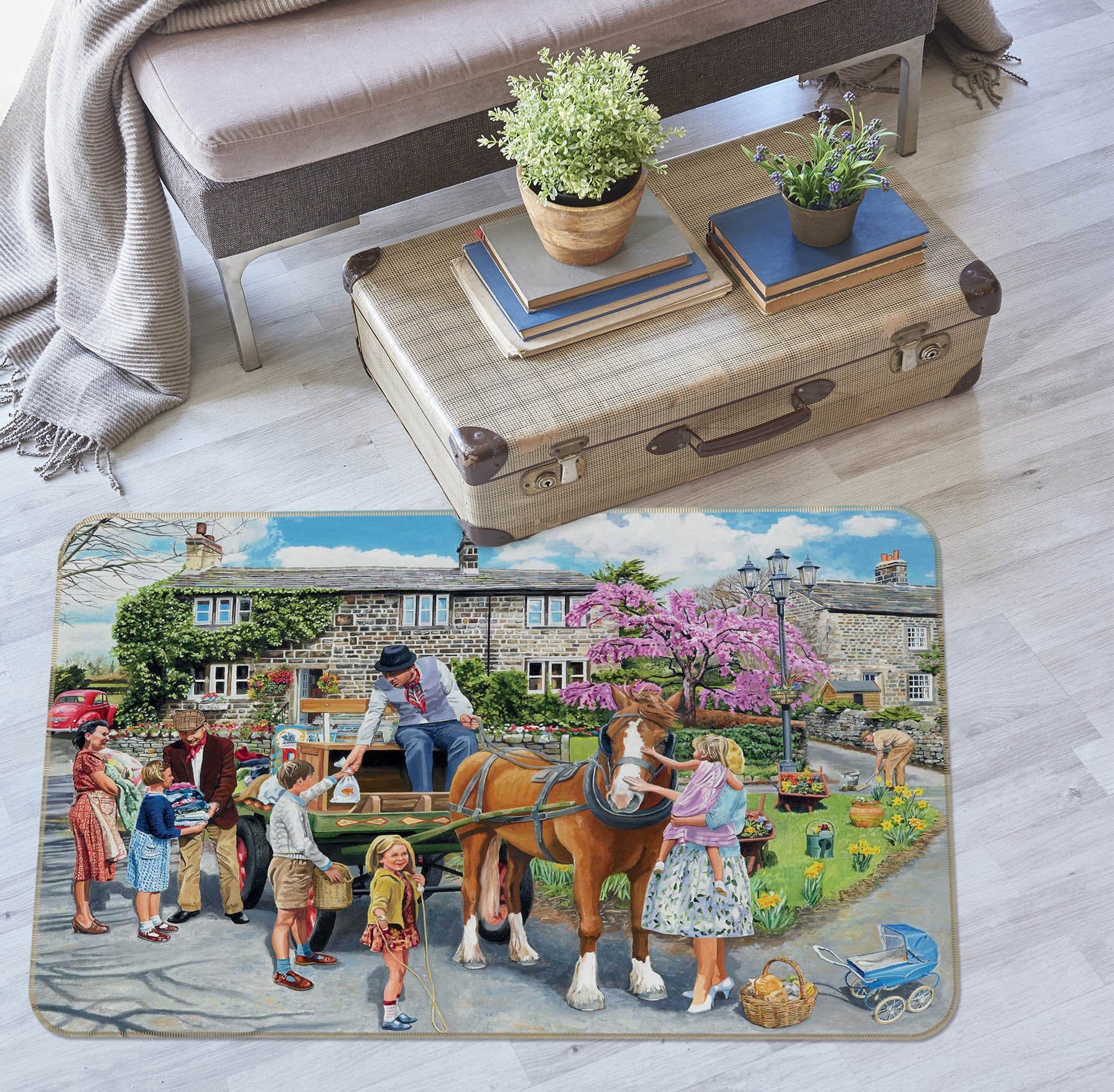 3D Petting The Horse 1095 Trevor Mitchell Rug Non Slip Rug Mat Mat AJ Creativity Home