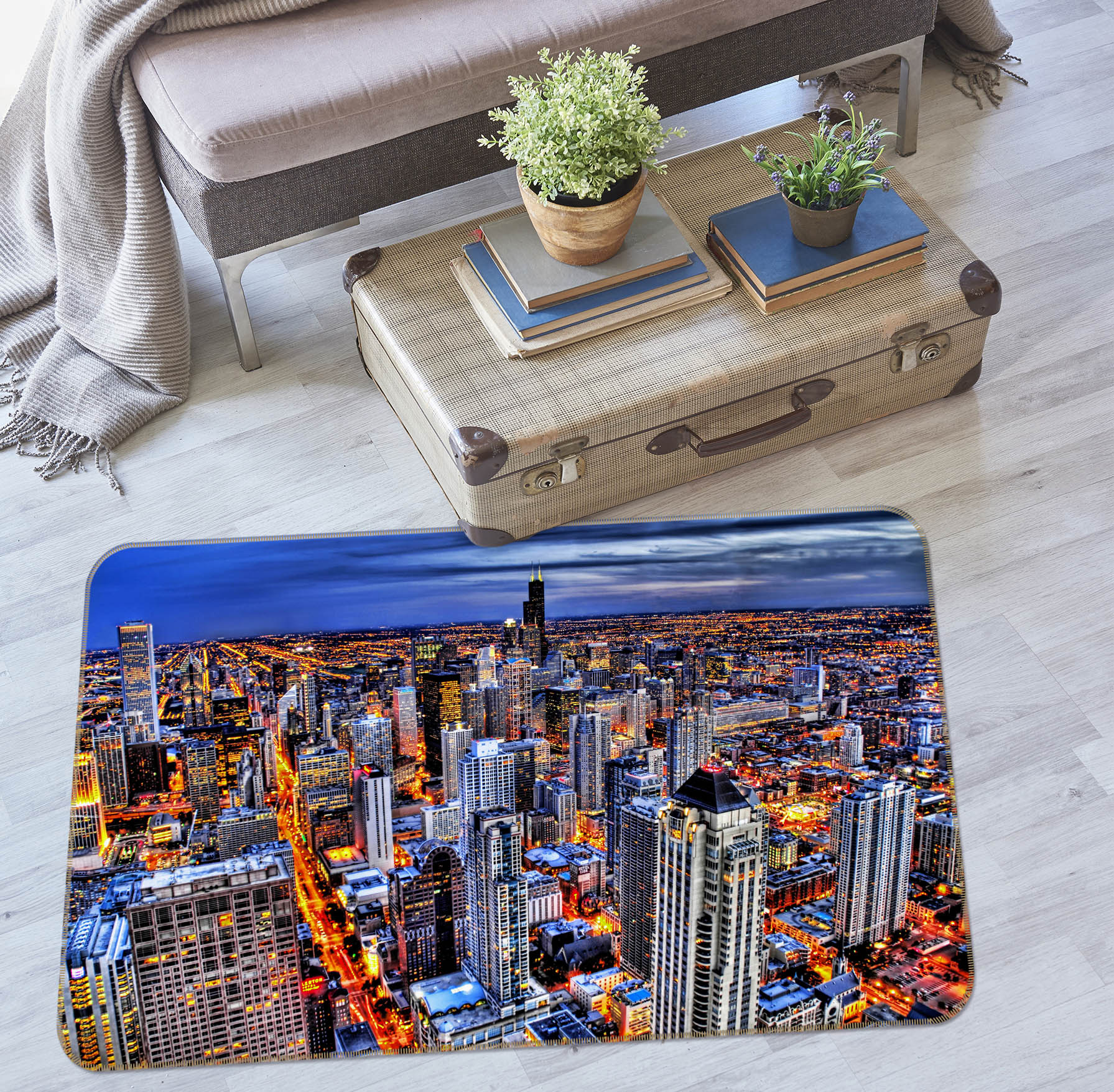 3D High-Rise Building 32021 Non Slip Rug Mat