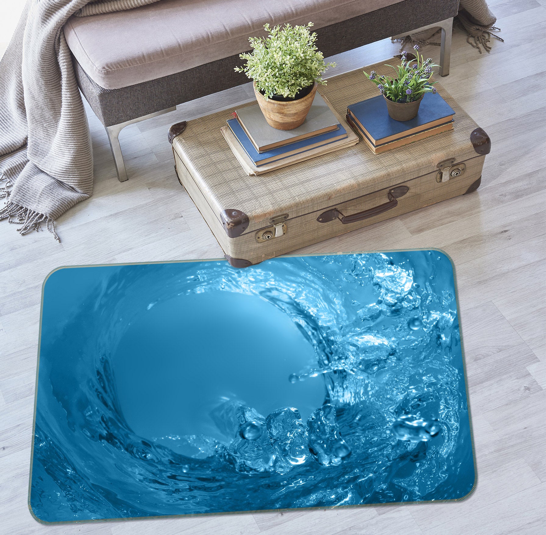 3D Waves Seawater 36025 Non Slip Rug Mat