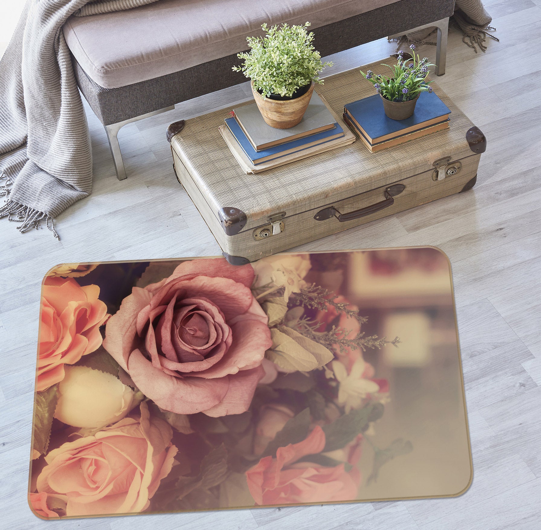 3D Flower 29170 Non Slip Rug Mat