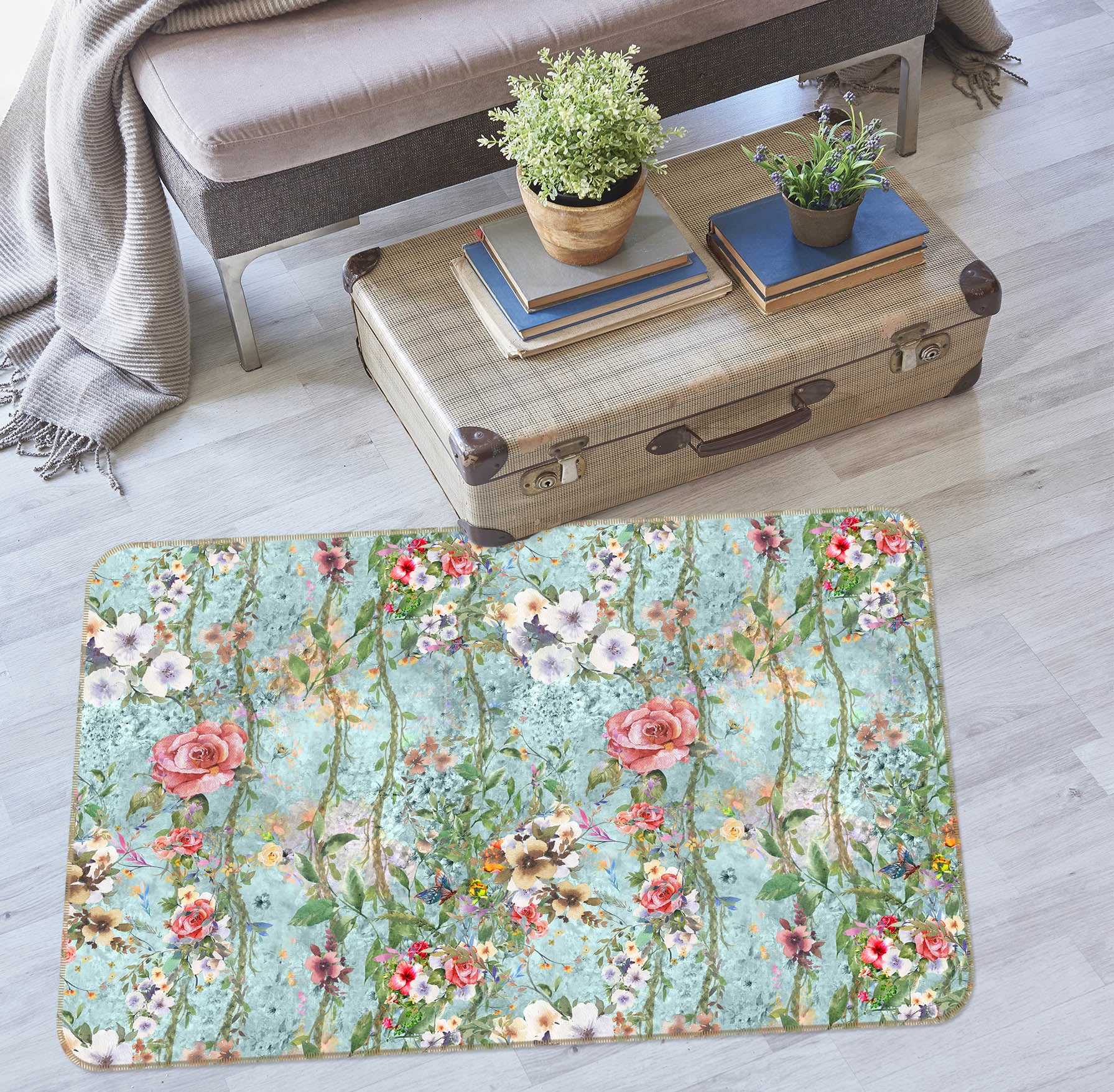 3D Flower Vine 30173 Non Slip Rug Mat