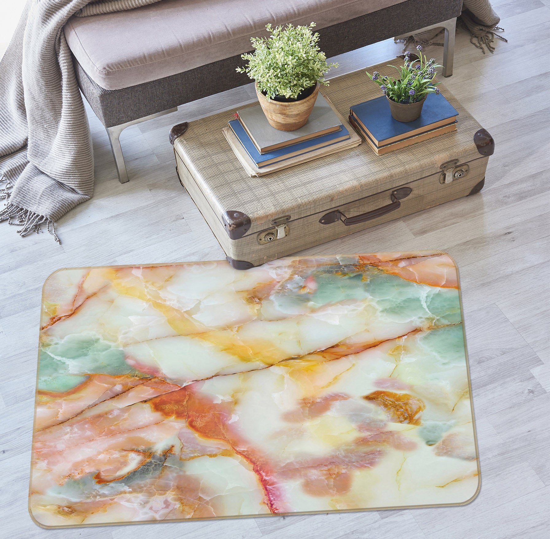3D Marble Pattern 27119 Non Slip Rug Mat