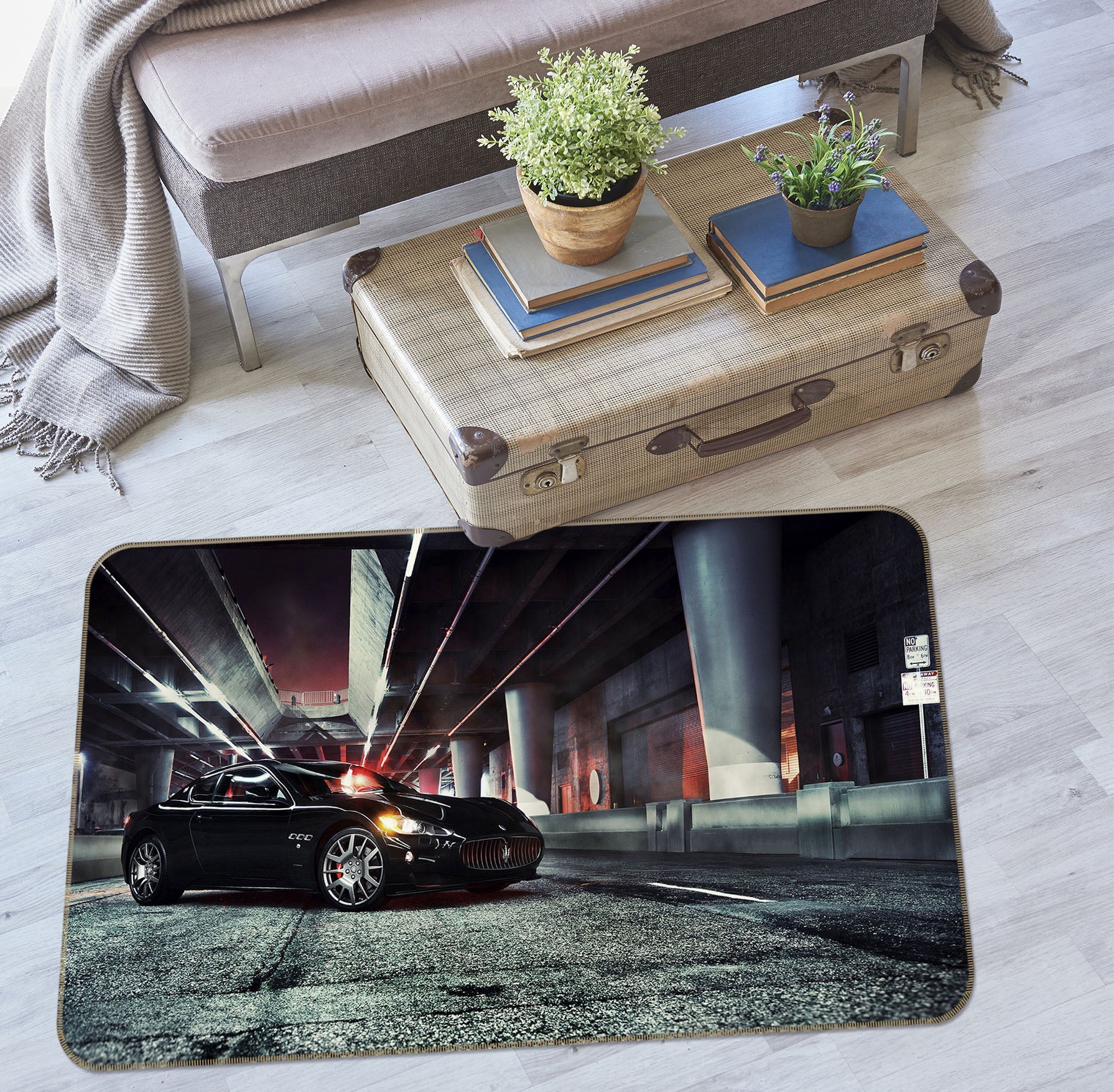 3D Black Car 42082 Vehicle Non Slip Rug Mat