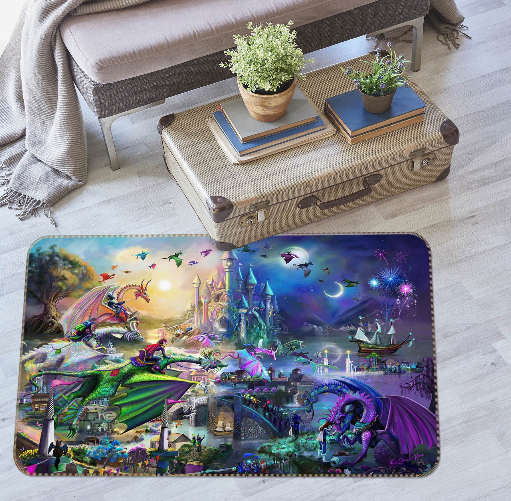 3D Dream World 3006 Rose Catherine Khan Rug Non Slip Rug Mat Mat AJ Creativity Home